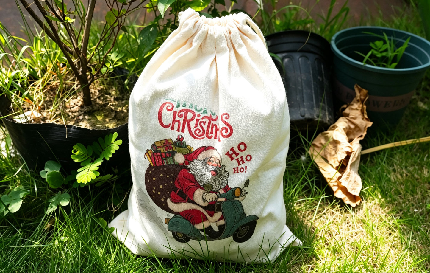 Personalized Custom Name Santa Sack,  Large Monogram Canvas Toy Gift Bag for Kids  First Christmas Keepsake