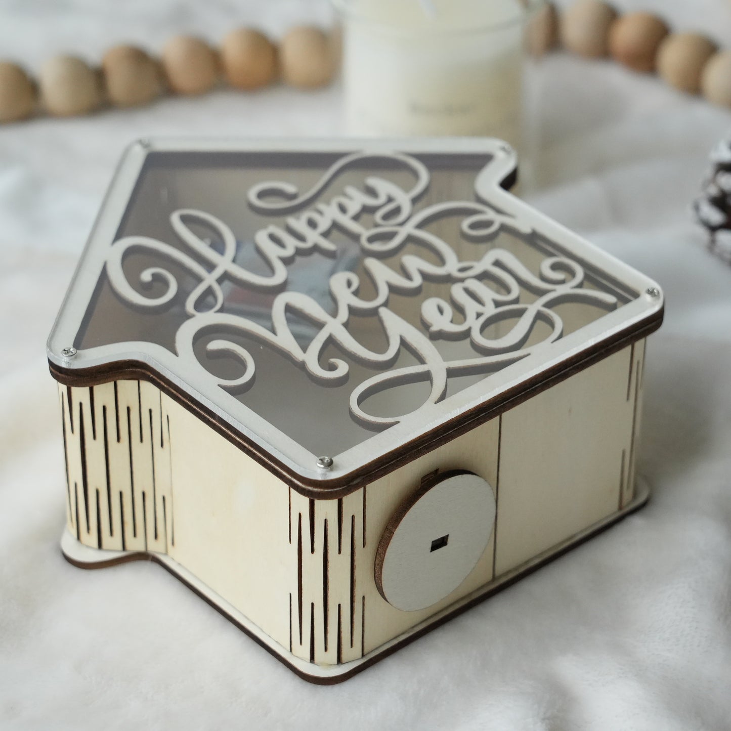 Personalized Wooden Piggy Bank,House Shaped Piggy Bank,Happy New Year,Christmas Gifts,Nursery  Decor,Wood Money Box For Kids