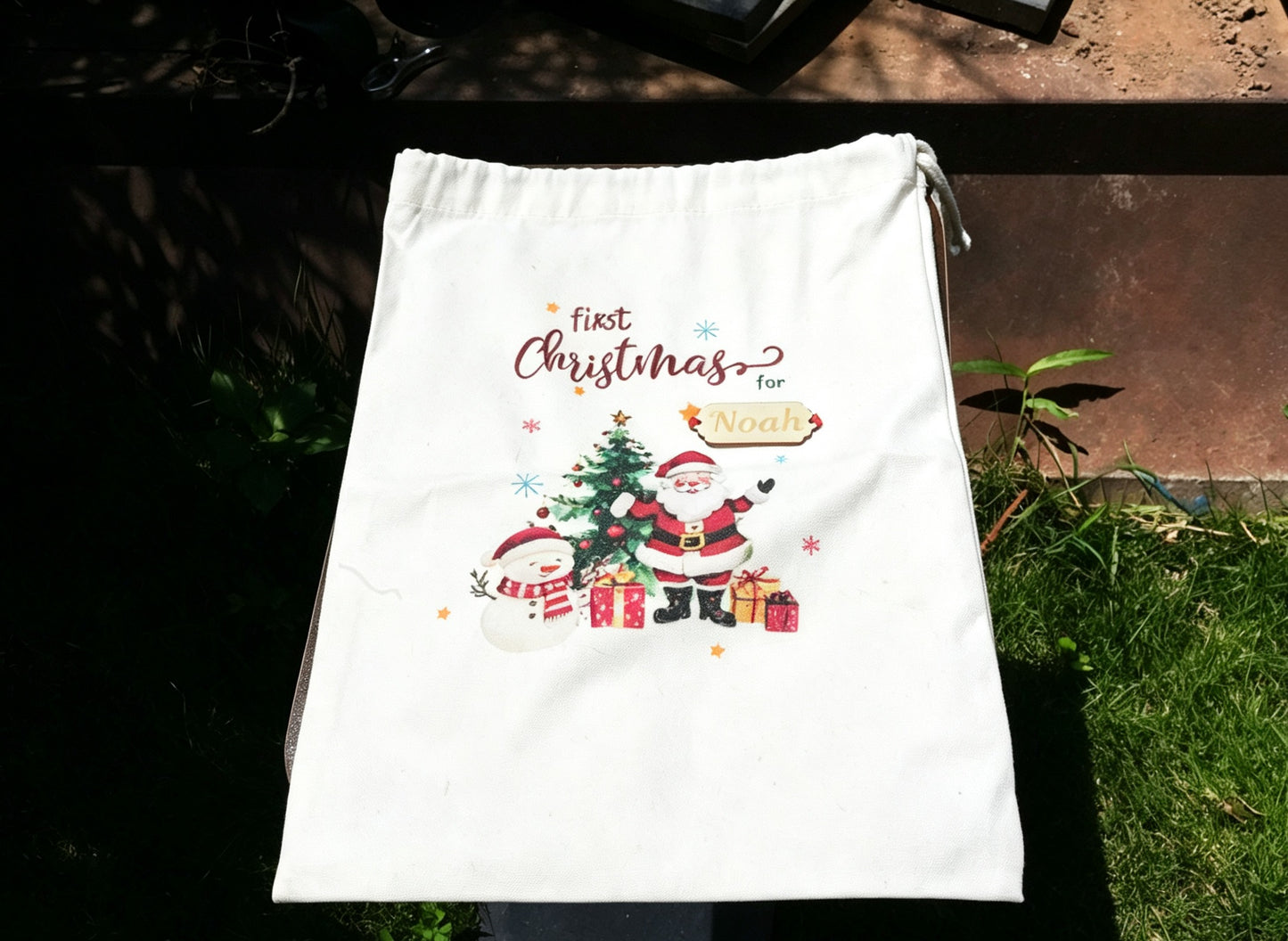 Personalized Santa Sack, Custom Name Christmas  Toy Sack, Large Monogram Gift Bag for Kids First  Christmas Gifts