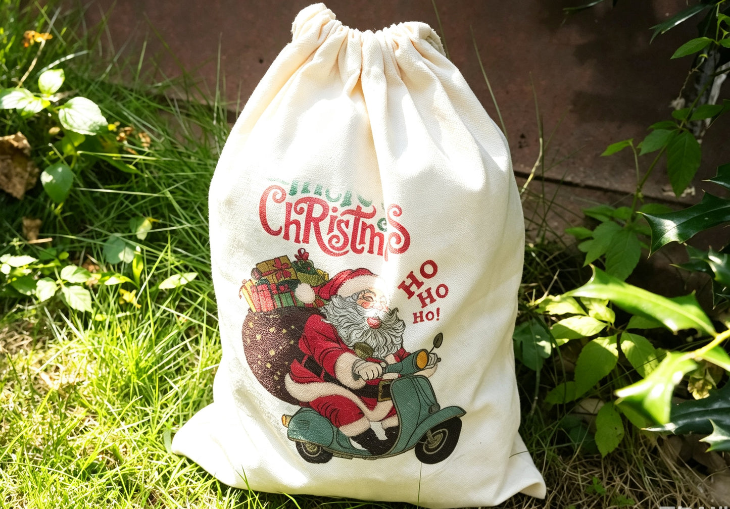 Personalized Custom Name Santa Sack,  Large Monogram Canvas Toy Gift Bag for Kids  First Christmas Keepsake
