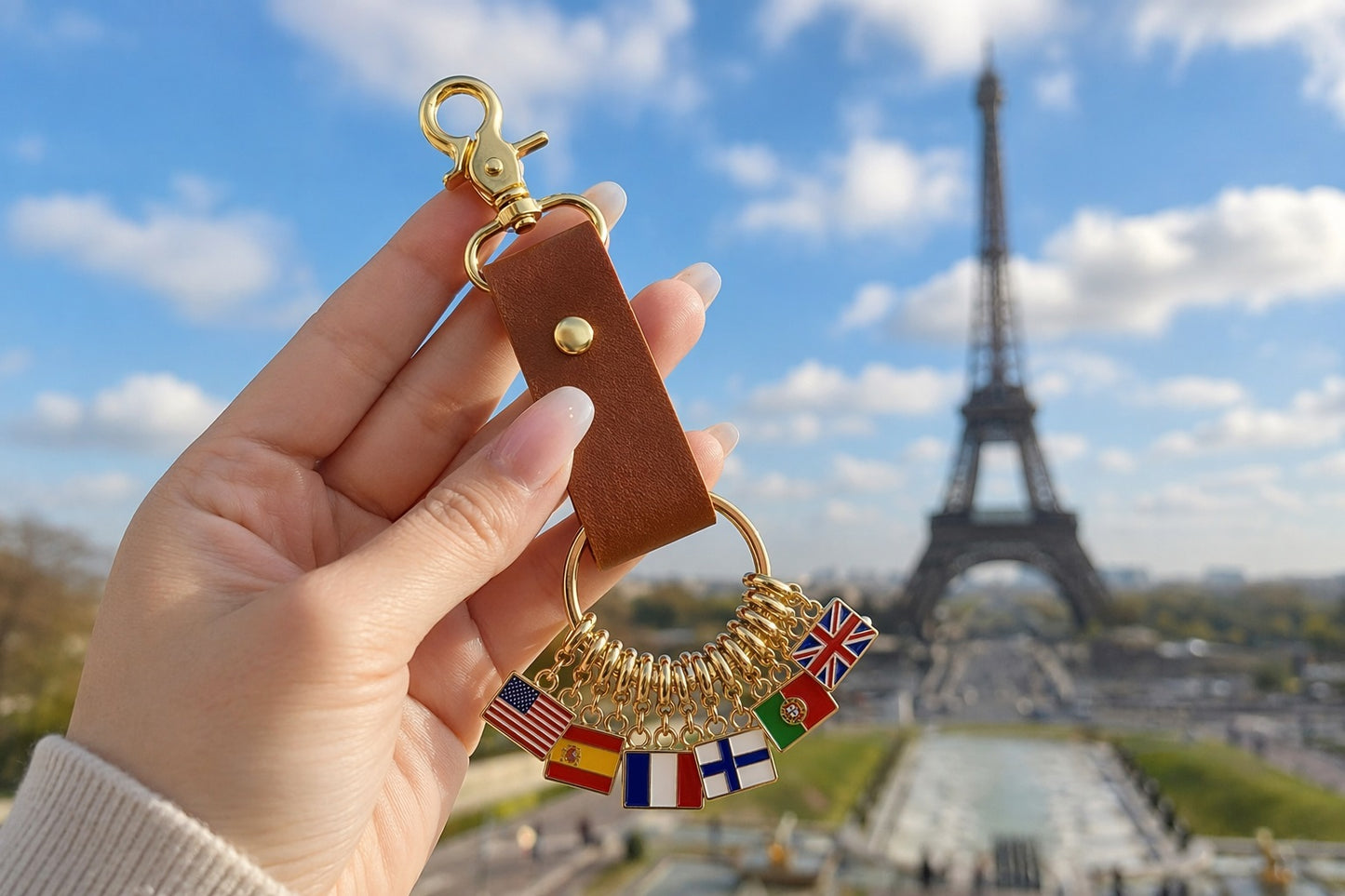 Personalized Leather Flag Keychain, Custom  Country Flag Bag Charm, Travel Souvenir Gift,  Traveler Keepsake Accessory