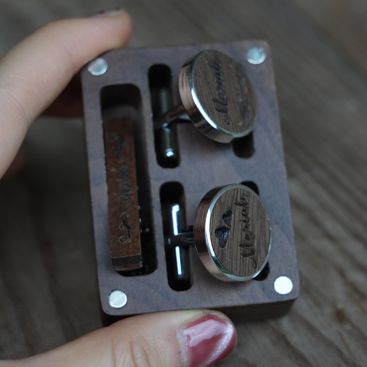 Personalized Suit Cufflink & Tie Clip Set With Box, Wedding Suit And Tie Accessories, Tie Clip Groomsmen  Gift,Best Man Gift,Husband Gift