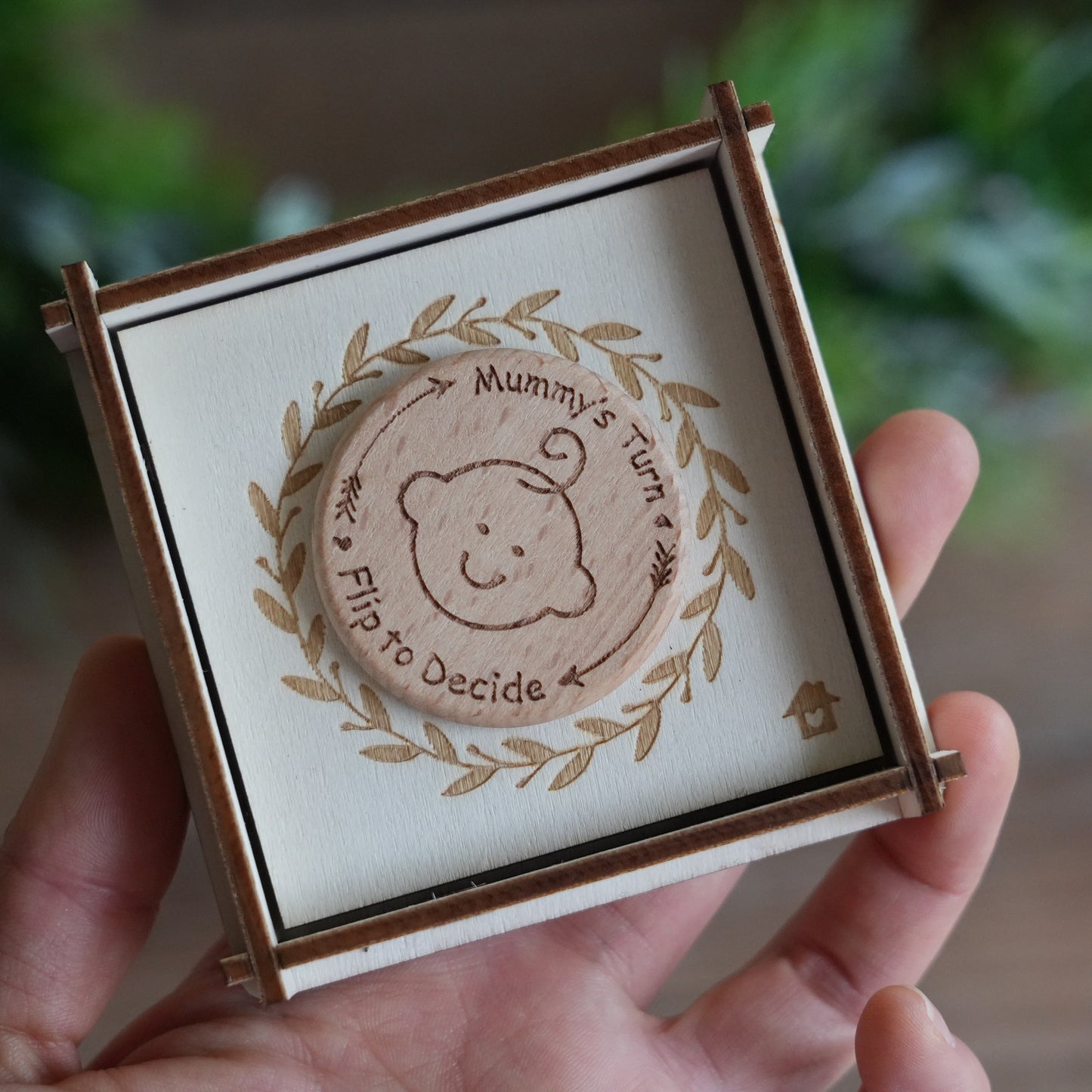 Custom Baby Decision Coin With Wooden Box And Card,New Parent Decision Coin,Baby Shower Gift, Fun Flip Token Gift For Parents