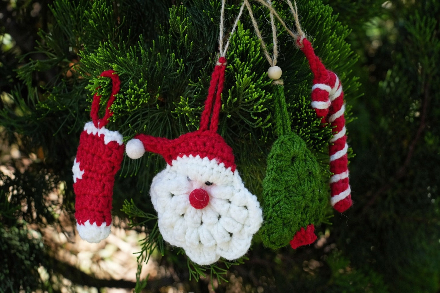 Handmade Crochet Christmas Ornaments,  Festive Xmas Tree Decorations, Rustic Holiday  Home Decor, Handcrafted Christmas Gifts