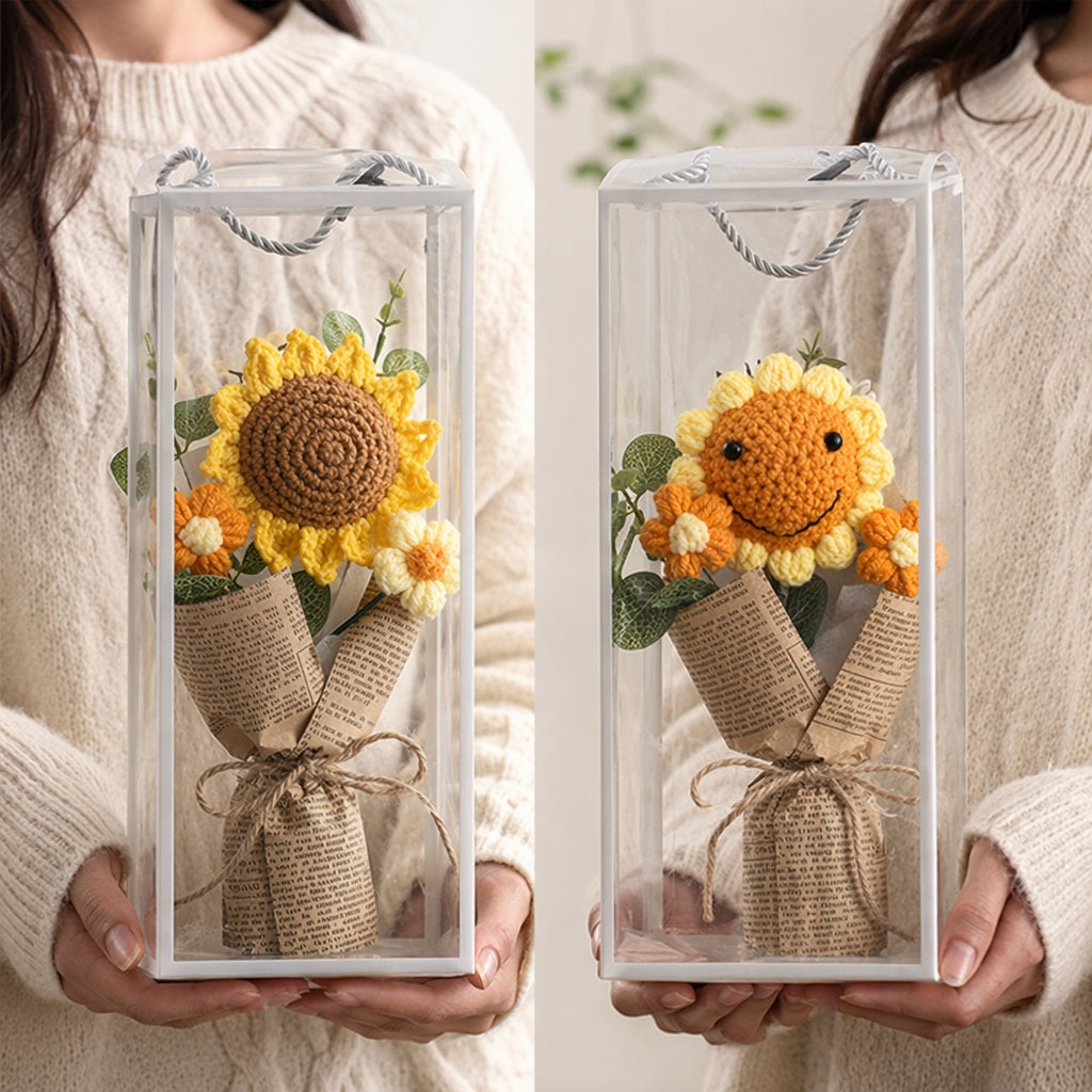 Crochet Flower Bouquet, Hand-Knit Floral Keepsake,  Thoughtful Thank You & Teacher Appreciation Present,  Adorable Long-Lasting Desk Decor