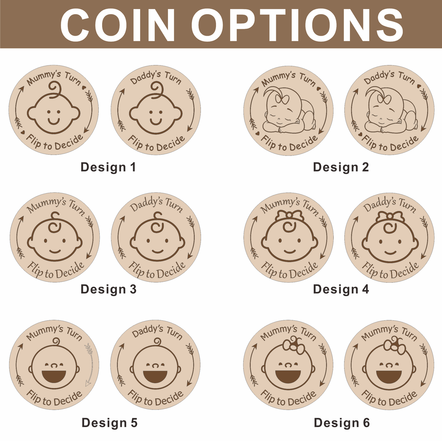 Custom Baby Decision Coin With Wooden Box And Card,New Parent Decision Coin,Baby Shower Gift, Fun Flip Token Gift For Parents
