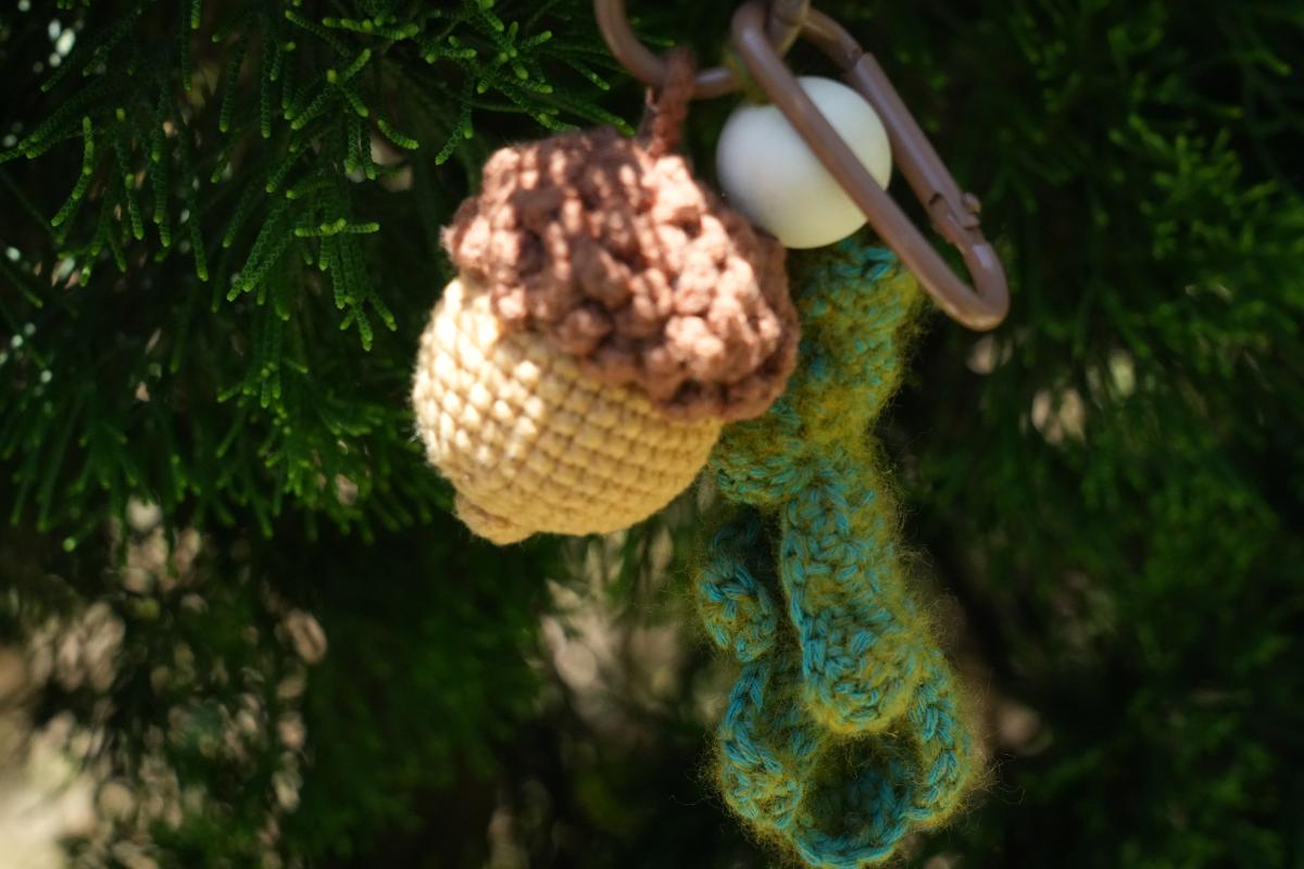Handmade Crochet Acorn Keychain, Woodland  Fall Holiday Charm, Rustic Autumn Backpack &  Purse Accessory, Cute Nature Inspired Seasonal Gift