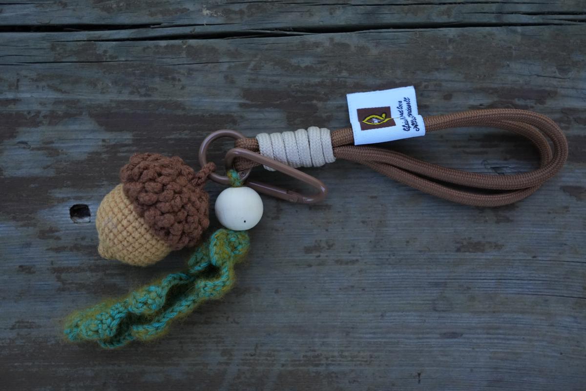 Handmade Crochet Acorn Keychain, Woodland  Fall Holiday Charm, Rustic Autumn Backpack &  Purse Accessory, Cute Nature Inspired Seasonal Gift