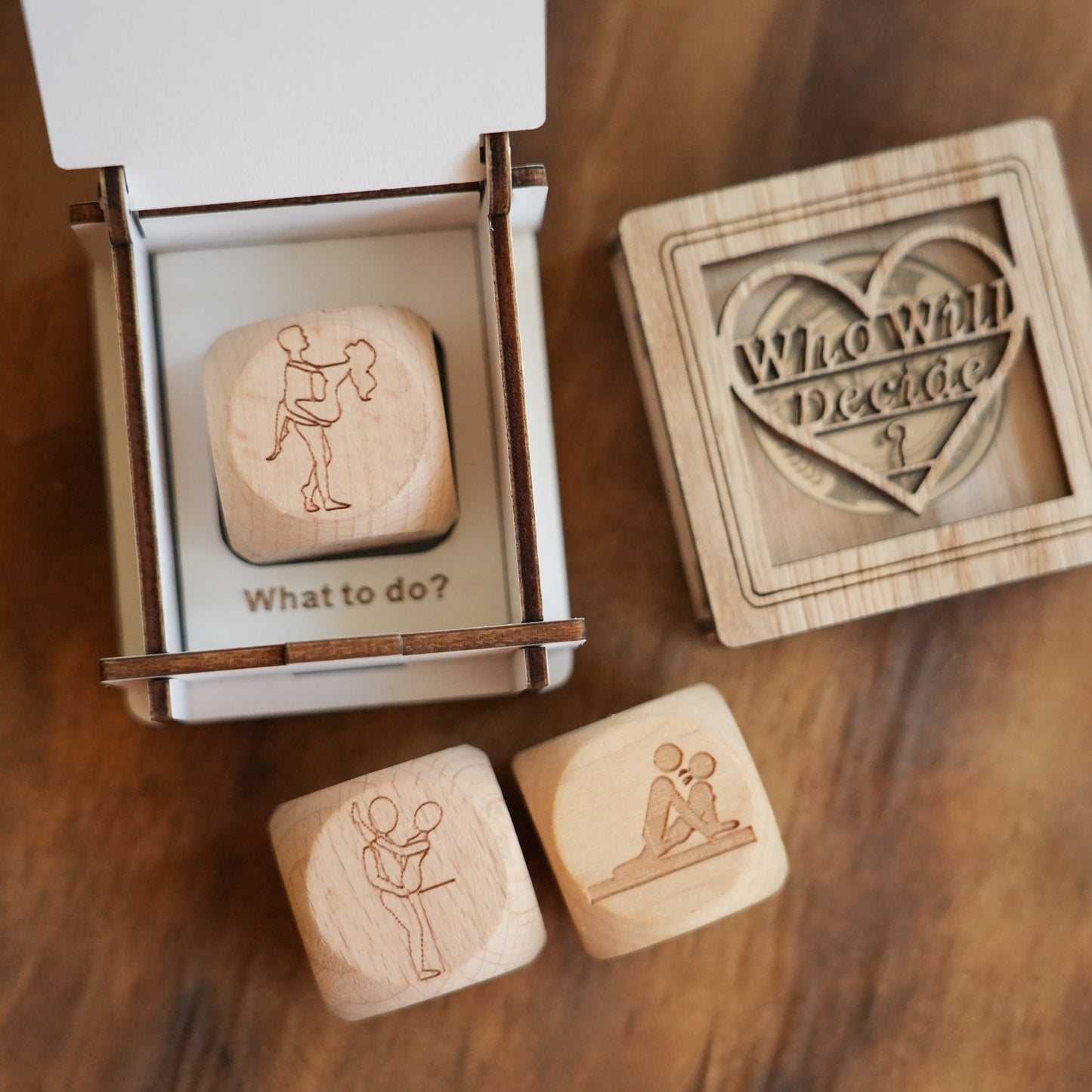 Personalized Decision Coin And Dice Set With Box,Wooden Dice And Metal Coin,Gift For Couple,Wedding Gift,Valentine Gift
