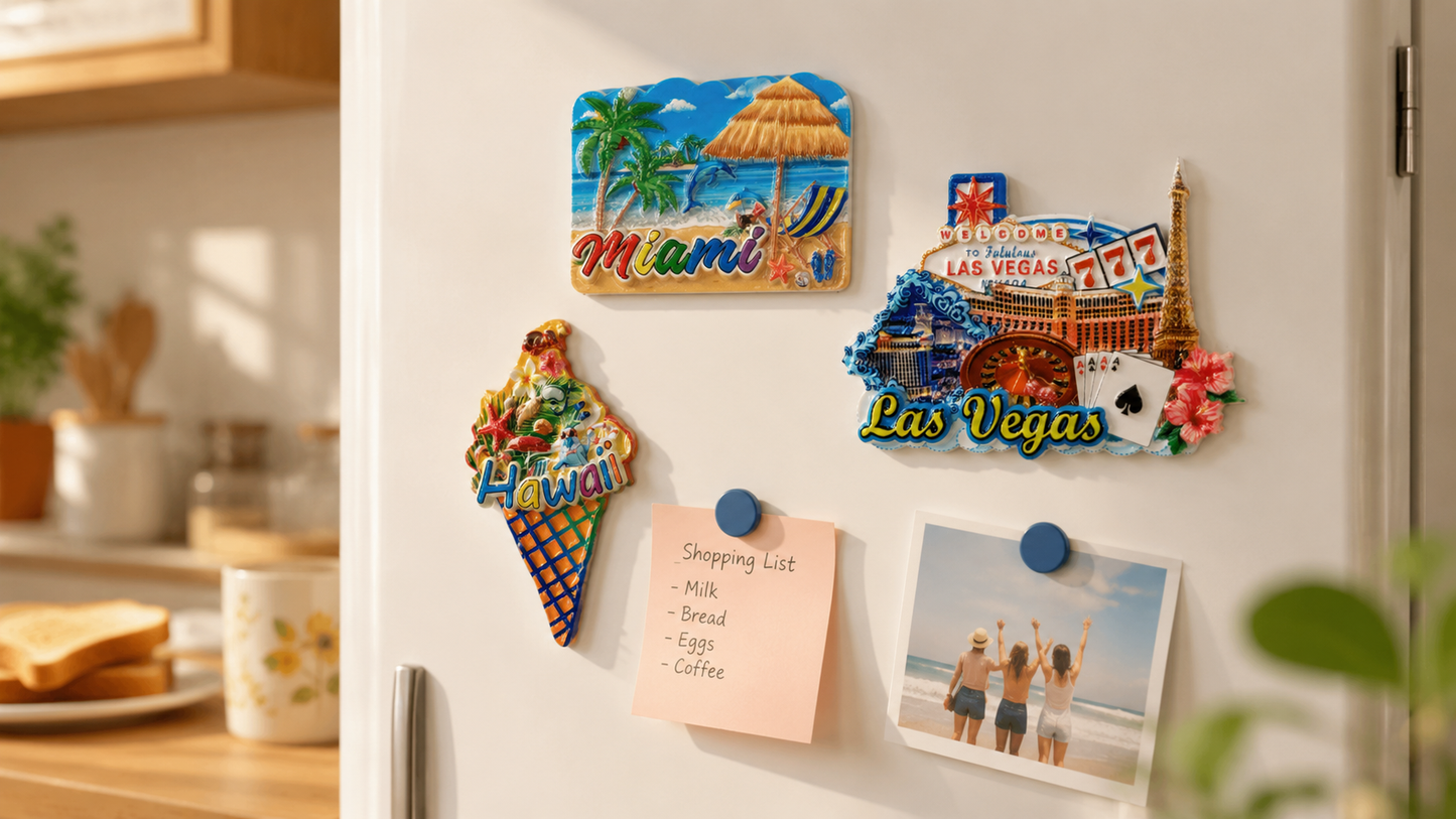 US City Travel Magnets Set, 3D Embossed Resin Fridge Magnets Hawaii Miami Las Vegas DC LA San Francisco, Glossy Travel Souvenir Magnets for Collection Gift Kitchen Office Decor
