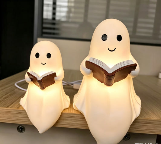 Ghost Reading Night Light, Cute Ghost Table Lamp,  Halloween Mini Desk Lamp, Whimsical Bedside Decor,  Spooky Ghost Accent Lamp