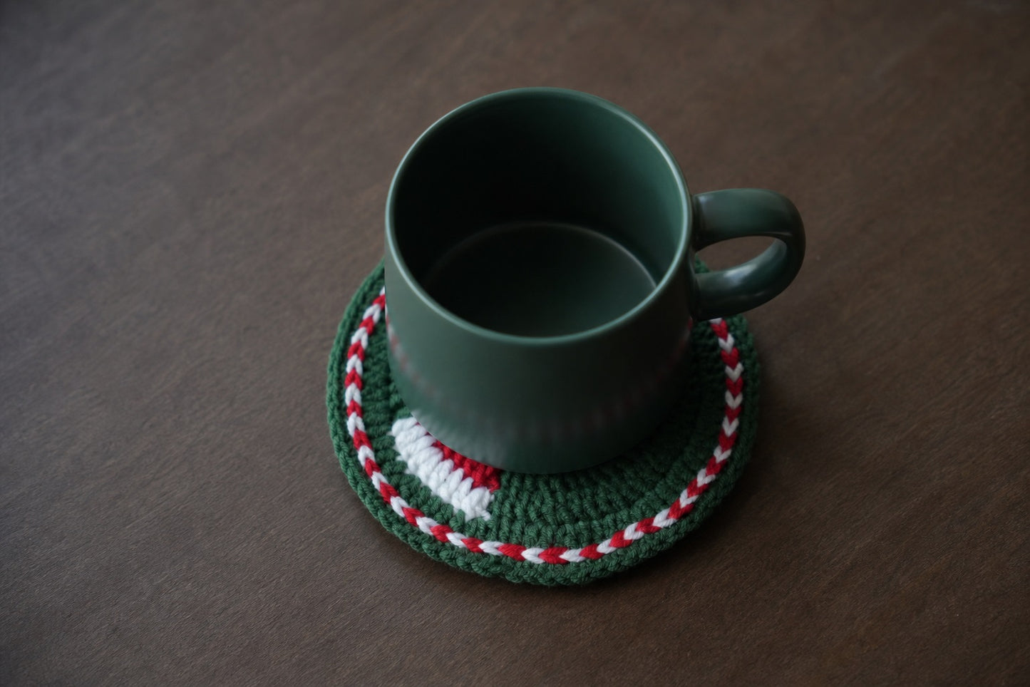 Handmade Crochet Christmas Coasters, Festive Red &  Green Holiday Table Decor, Winter Coffee Mug Rug,  Christmas Gift for Coffee Lovers