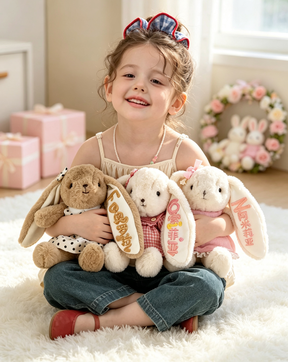 Personalized Plush Bunny Toy with Custom Embroidered Name - Soft Stuffed Animal Girl's Gift & Nursery Decor