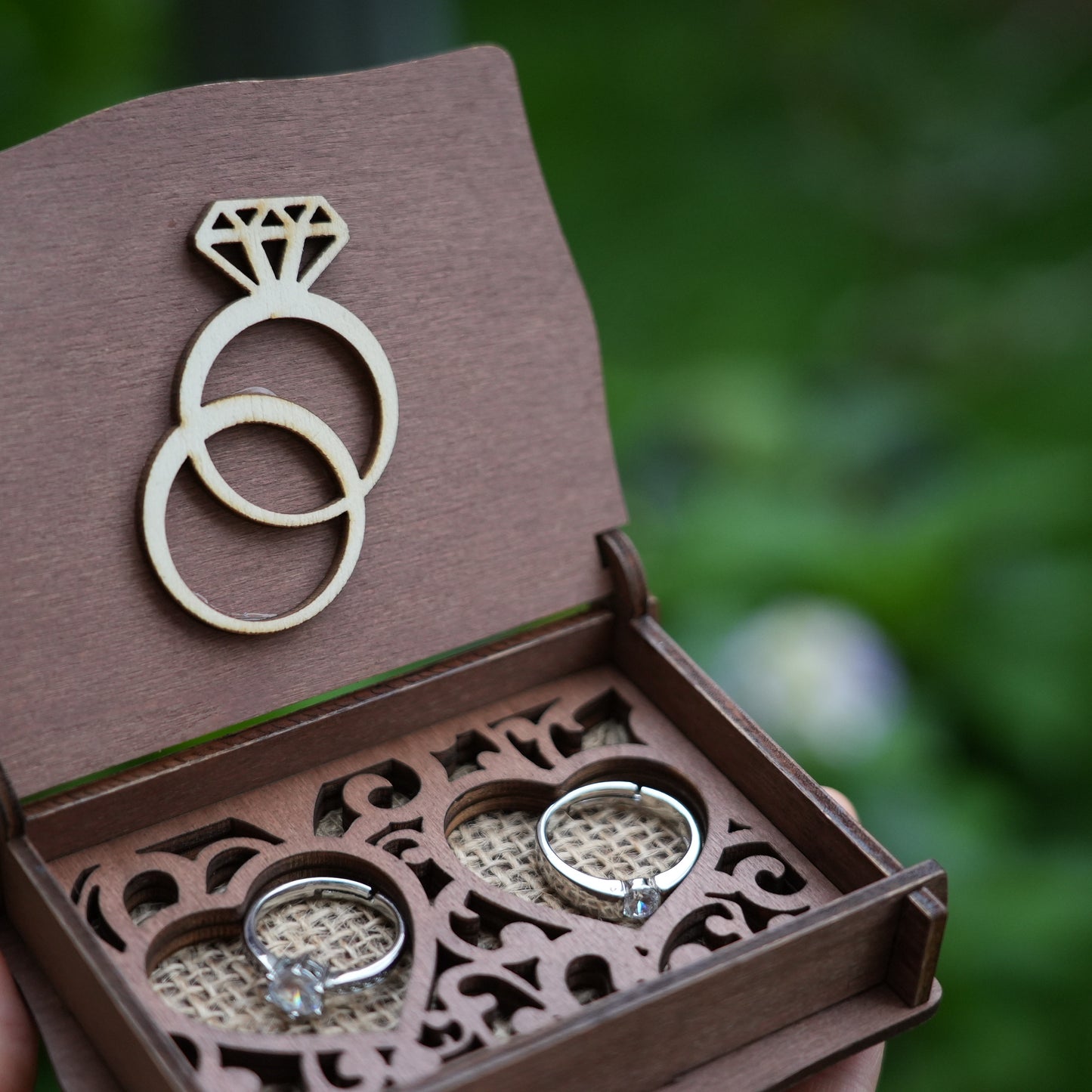 Personalized Wooden Ring Box,Engrave Ring Box, Wedding Ring Bearer,Anniversary Gift,Bridal Gift For Her, Wedding Ceremony Ring Holder