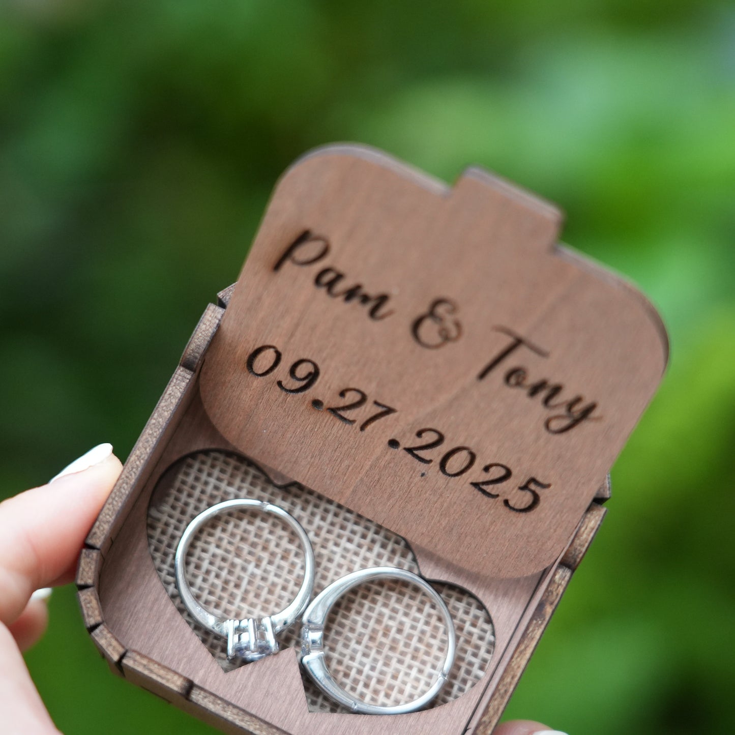 Custom Wooden Ring Box,Wedding Ceremony Ring  Box,Square Ring Bearer,Bridal Gift For Her,Proposal  Ring Box Holder
