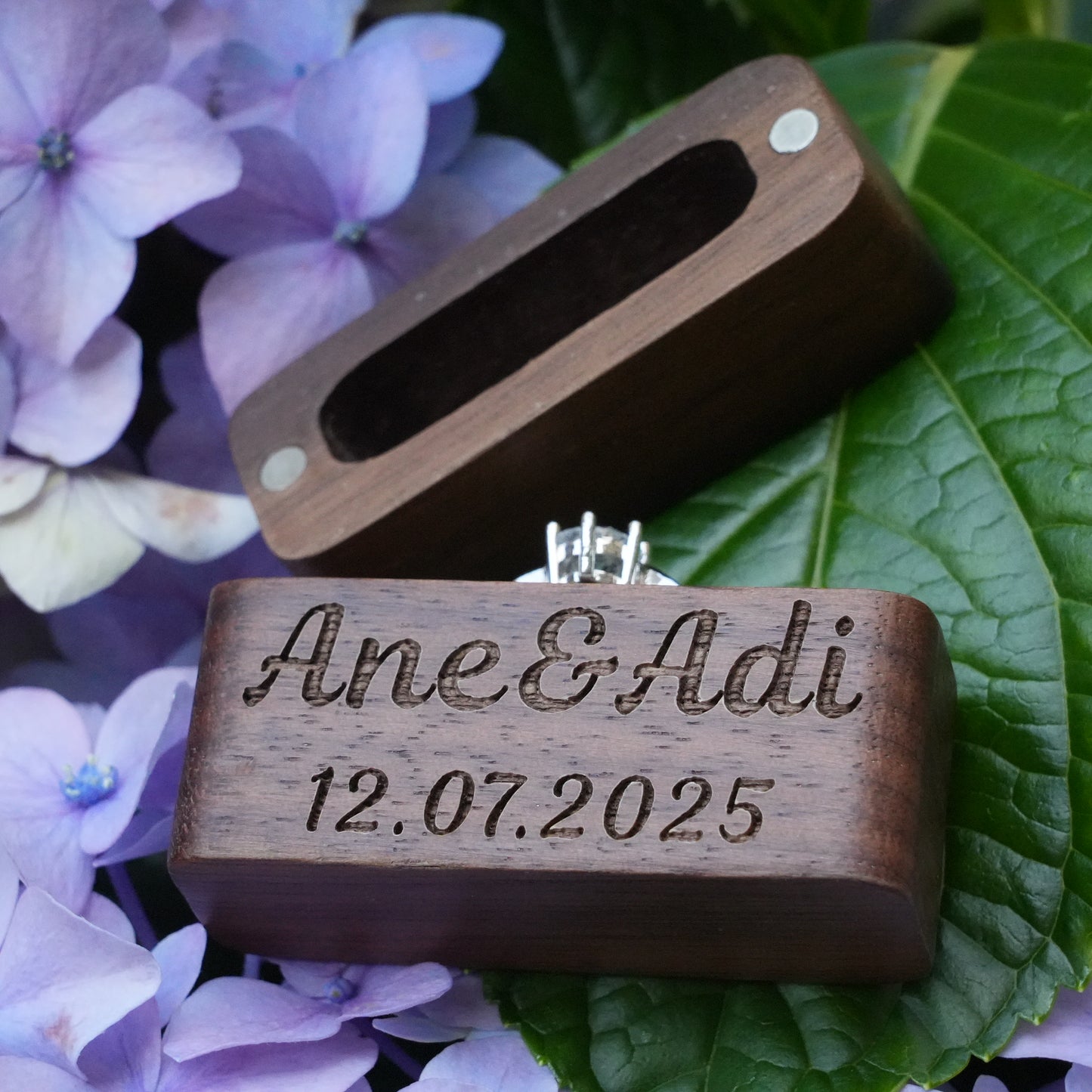 Personalized Mini Wooden Wedding Ring Box,Ceremony  Column Shaped Ring Box,Engraved Engagement Holder, Wedding Ring Bearer Gift