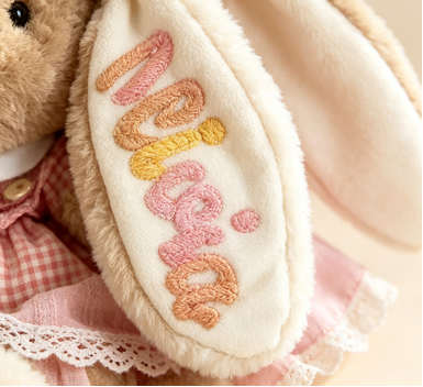 Personalized Plush Bunny Toy with Custom Embroidered Name - Soft Stuffed Animal Girl's Gift & Nursery Decor