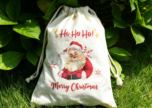 Vintage Santa Sack, Large Canvas Christmas Toy Bag,  Festive Gift Sack for Kids First Christmas Decor