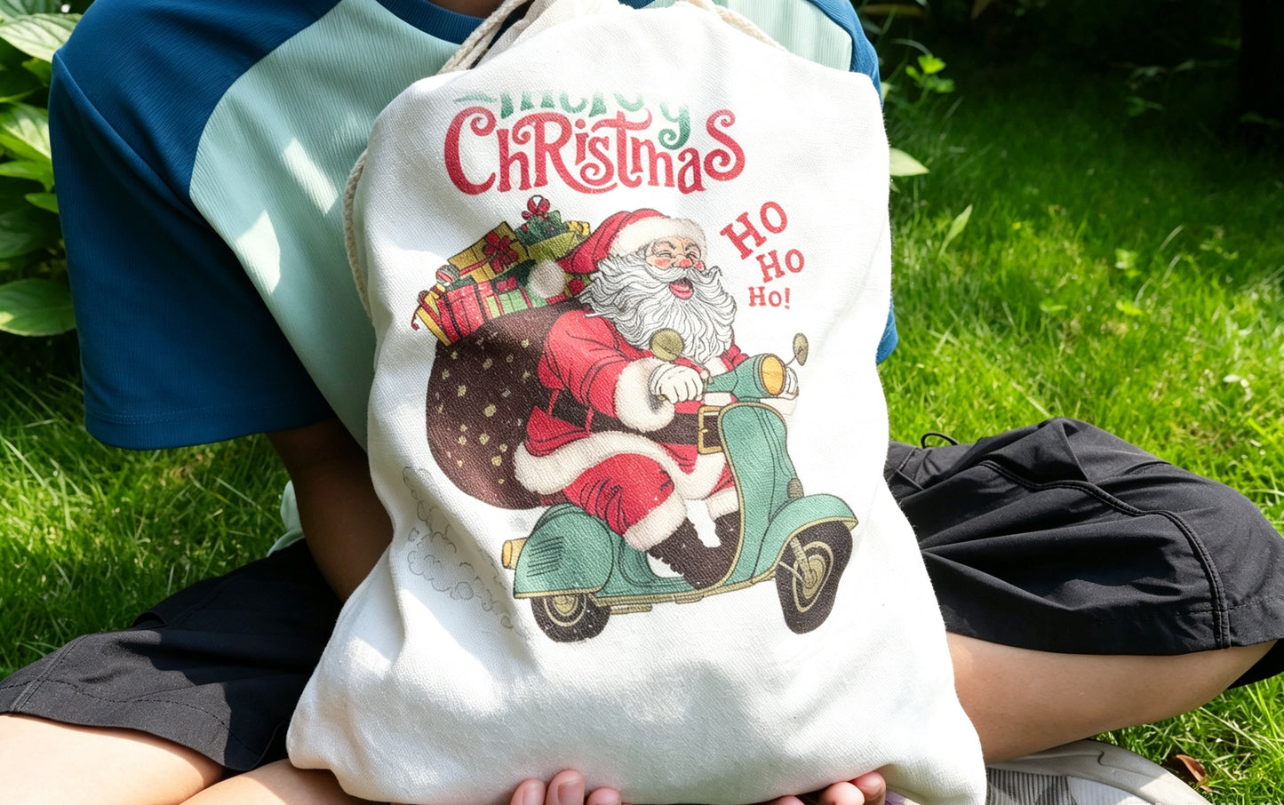 Personalized Custom Name Santa Sack,  Large Monogram Canvas Toy Gift Bag for Kids  First Christmas Keepsake