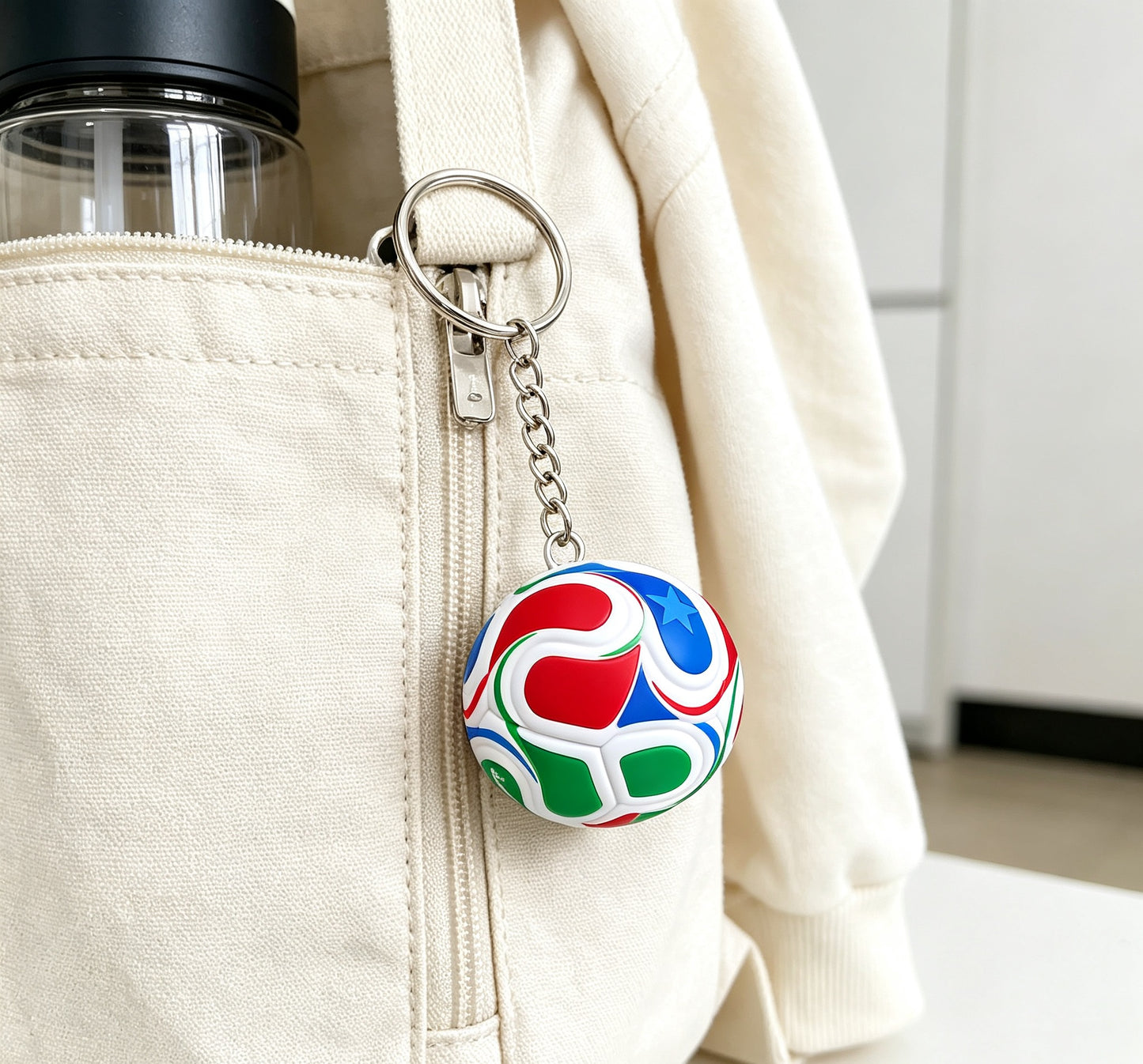 2026 World Cup Mini 3D Soccer PVC Keychain,  Solid Durable Football Keyring, World Cup Fan  Accessory & Sports Gift