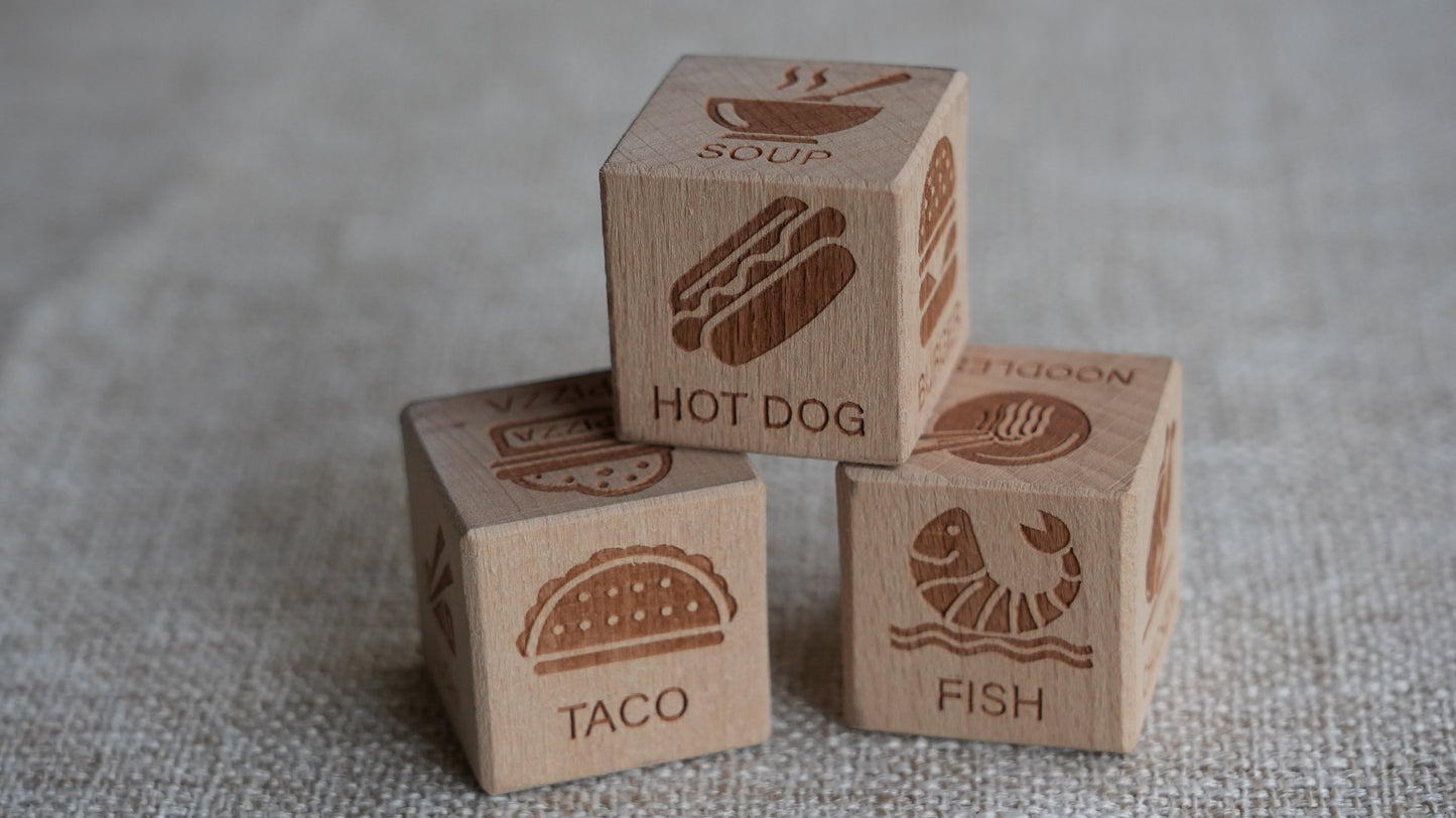 Personalized Decision Dice Set With Box,WoodenDice With Box,What To Eat Dice,Couples Dinner Idea Dice,12 Food Options Dice&;