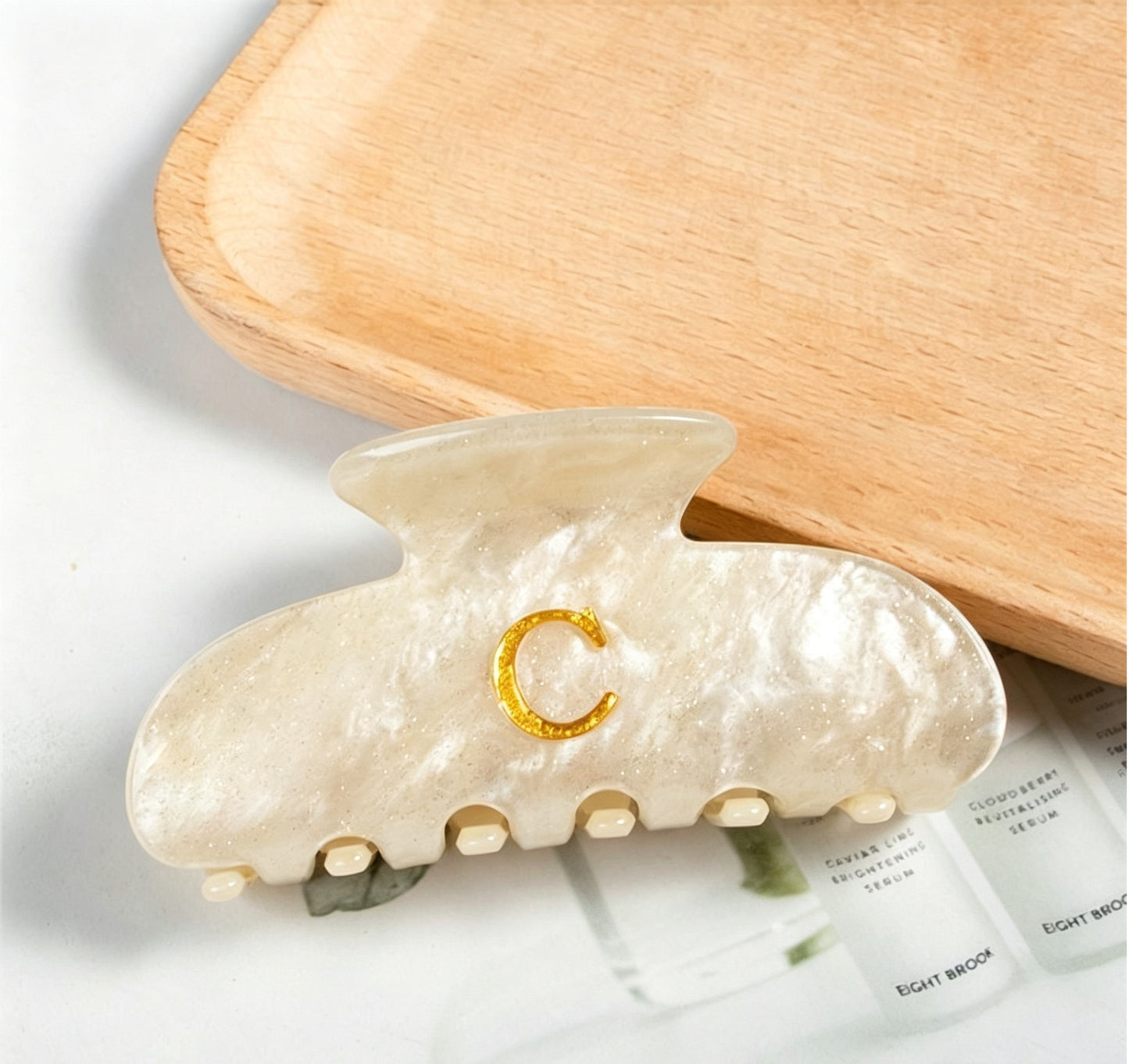 Personalized Monogram Acrylic Hair Claw Clip,  Custom Gold Initial Hair Clip, Bridesmaid Gift,  Custom Engraved Hair Claw