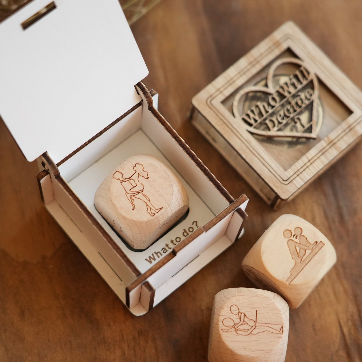 Personalized Decision Coin And Dice Set With Box,Wooden Dice And Metal Coin,Gift For Couple,Wedding Gift,Valentine Gift