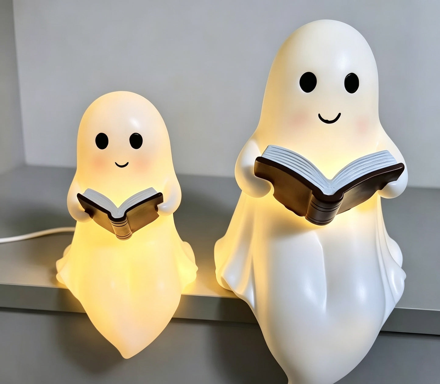 Ghost Reading Night Light, Cute Ghost Table Lamp,  Halloween Mini Desk Lamp, Whimsical Bedside Decor,  Spooky Ghost Accent Lamp