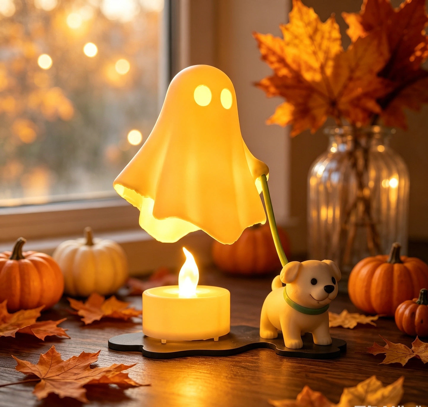 Ghost Dog Night Light, Mini Ghost Puppy  Statue, Halloween Desk & Shelf Decor, Kawaii  Spooky Ornament, Unique Halloween Gift