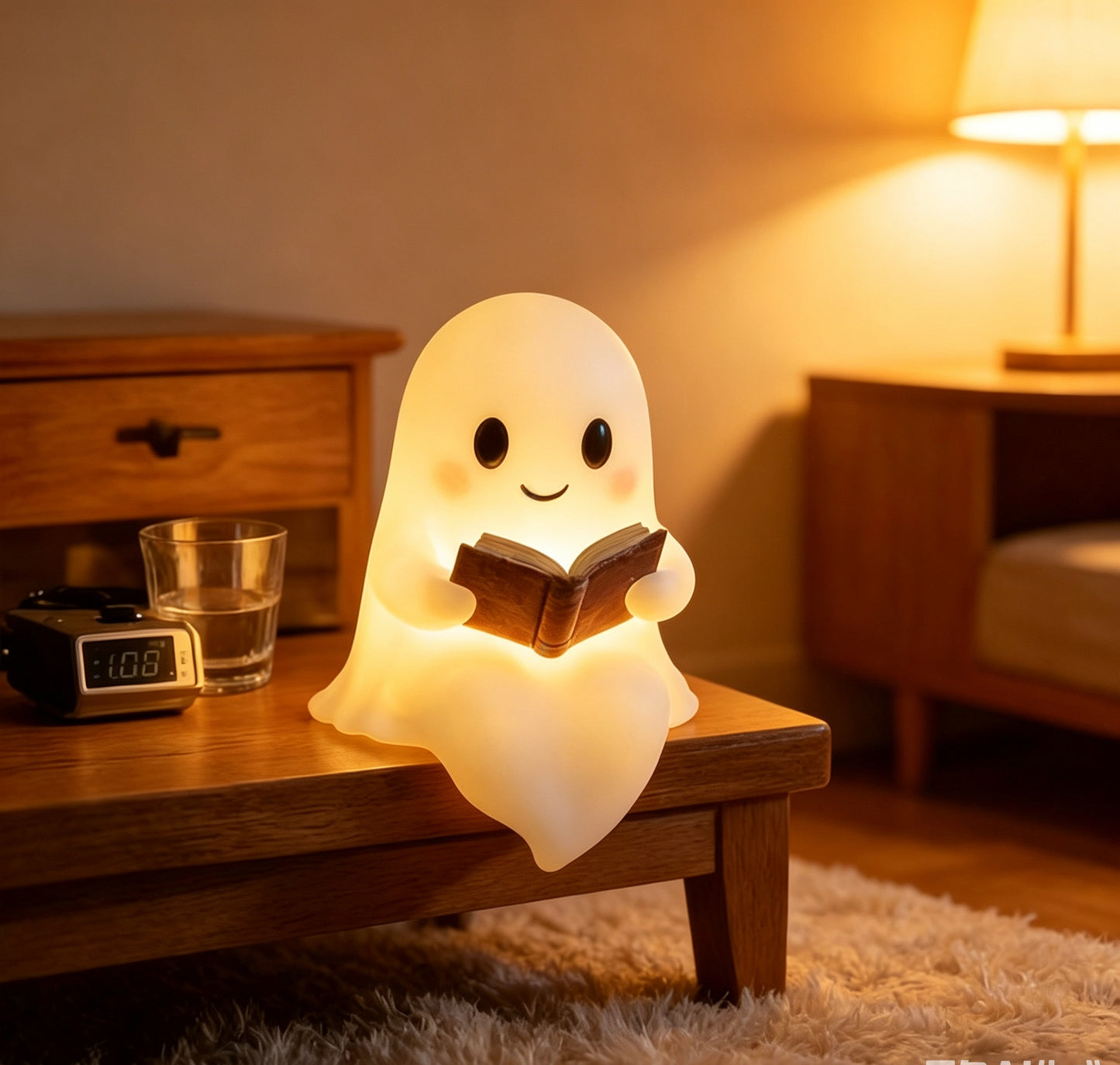 Ghost Reading Night Light, Cute Ghost Table Lamp,  Halloween Mini Desk Lamp, Whimsical Bedside Decor,  Spooky Ghost Accent Lamp