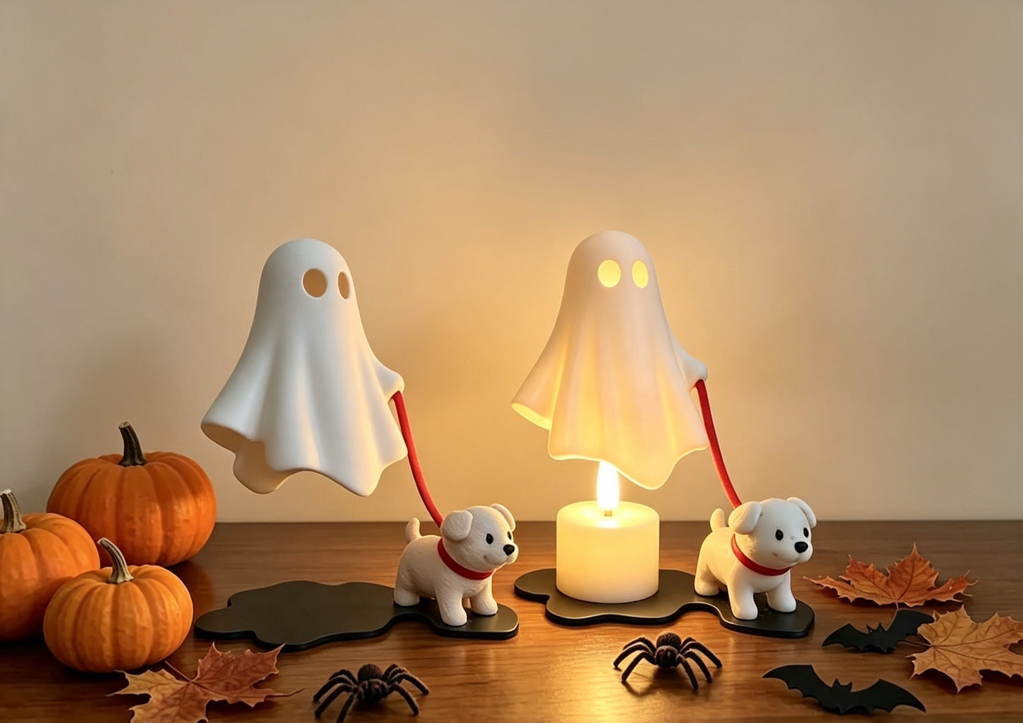 Ghost Dog Night Light, Mini Ghost Puppy  Statue, Halloween Desk & Shelf Decor, Kawaii  Spooky Ornament, Unique Halloween Gift