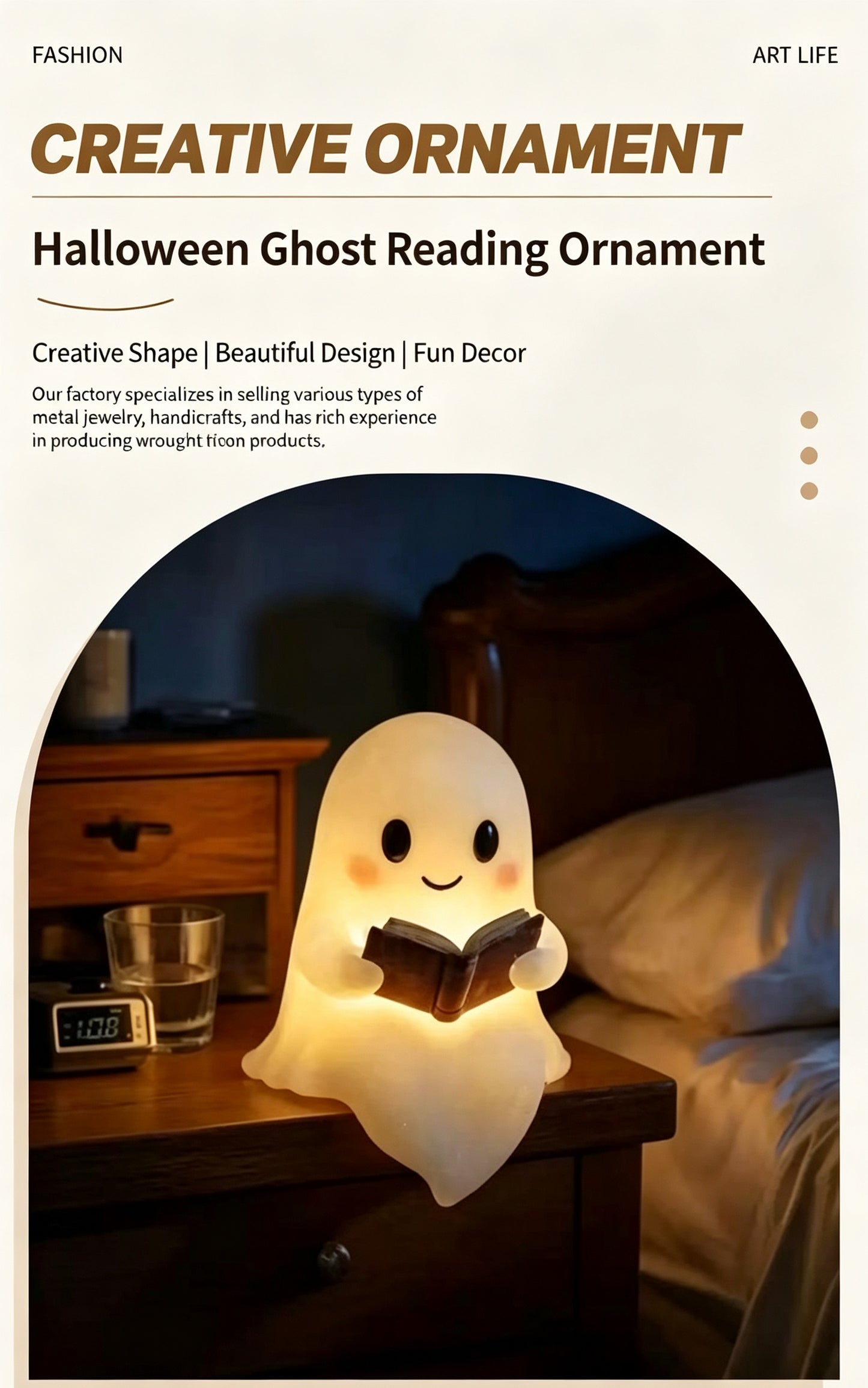 Ghost Reading Night Light, Cute Ghost Table Lamp,  Halloween Mini Desk Lamp, Whimsical Bedside Decor,  Spooky Ghost Accent Lamp
