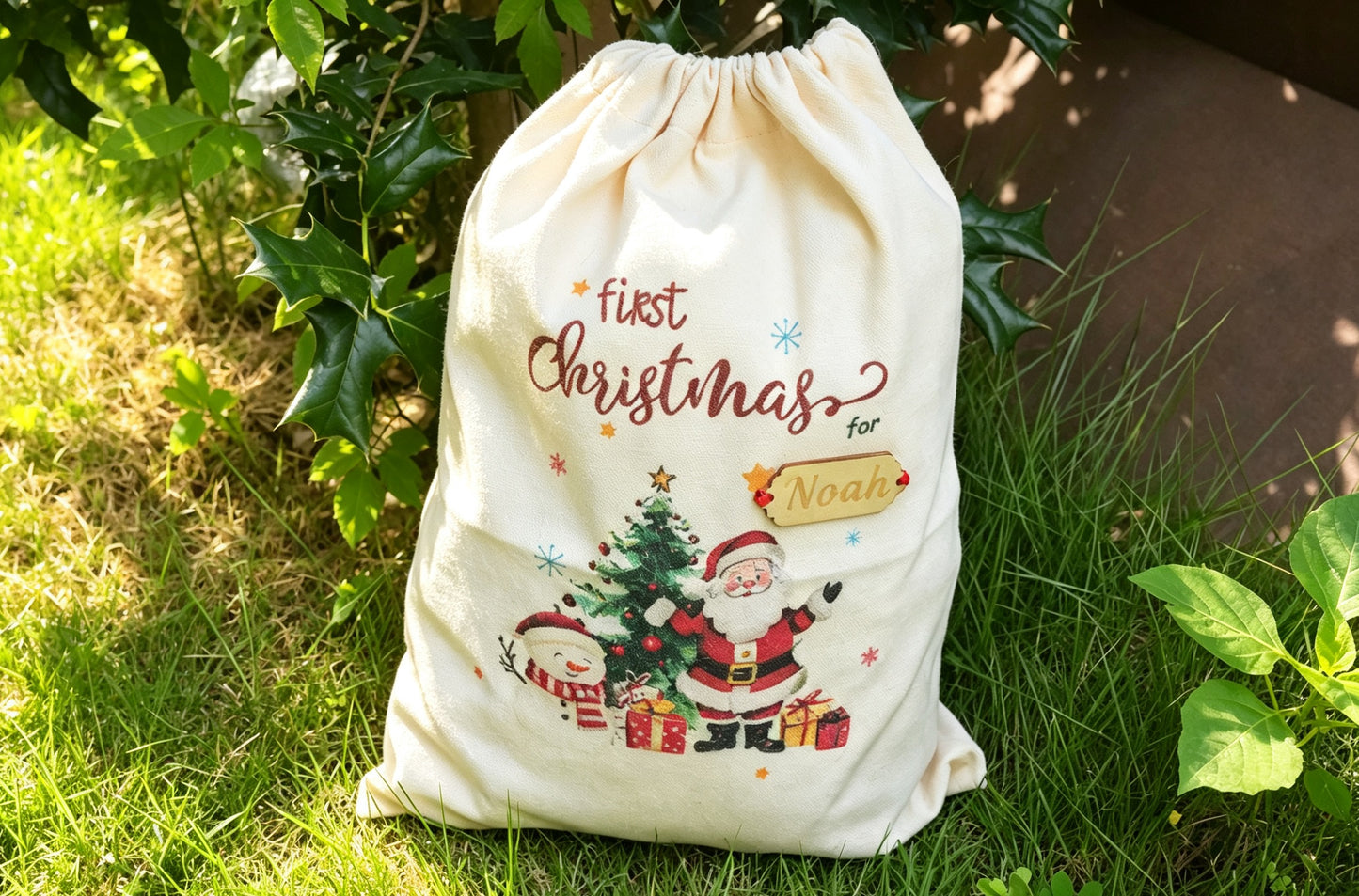 Personalized Santa Sack, Custom Name Christmas  Toy Sack, Large Monogram Gift Bag for Kids First  Christmas Gifts