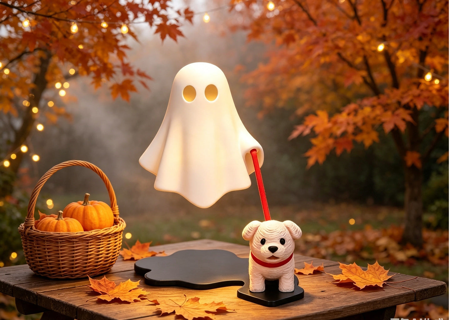 Ghost Dog Night Light, Mini Ghost Puppy  Statue, Halloween Desk & Shelf Decor, Kawaii  Spooky Ornament, Unique Halloween Gift