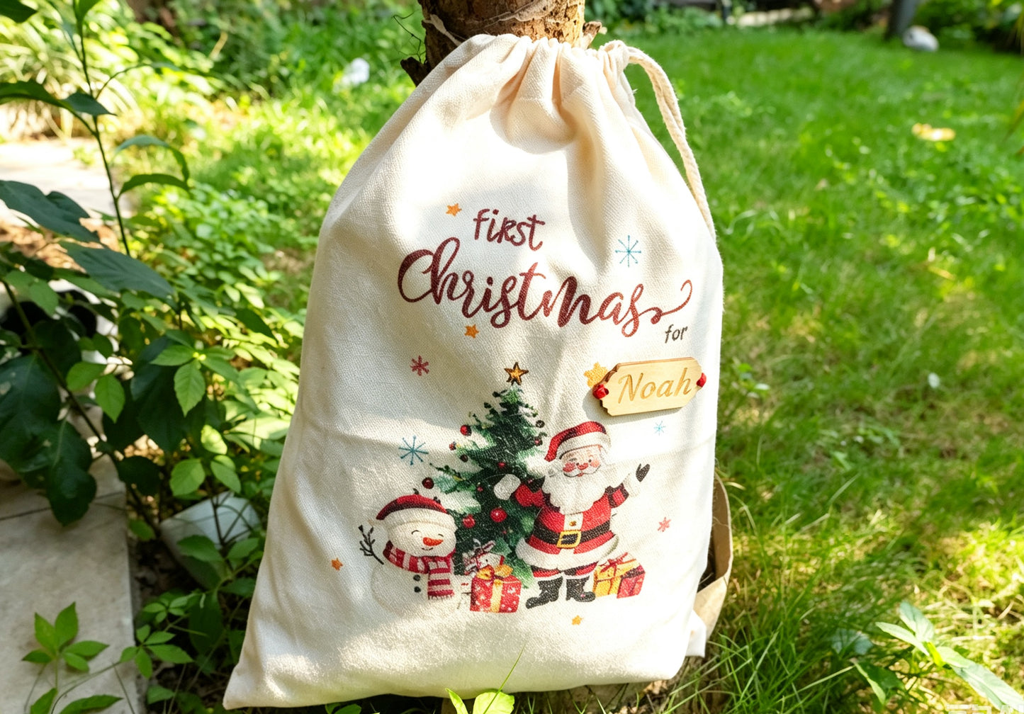 Personalized Santa Sack, Custom Name Christmas  Toy Sack, Large Monogram Gift Bag for Kids First  Christmas Gifts