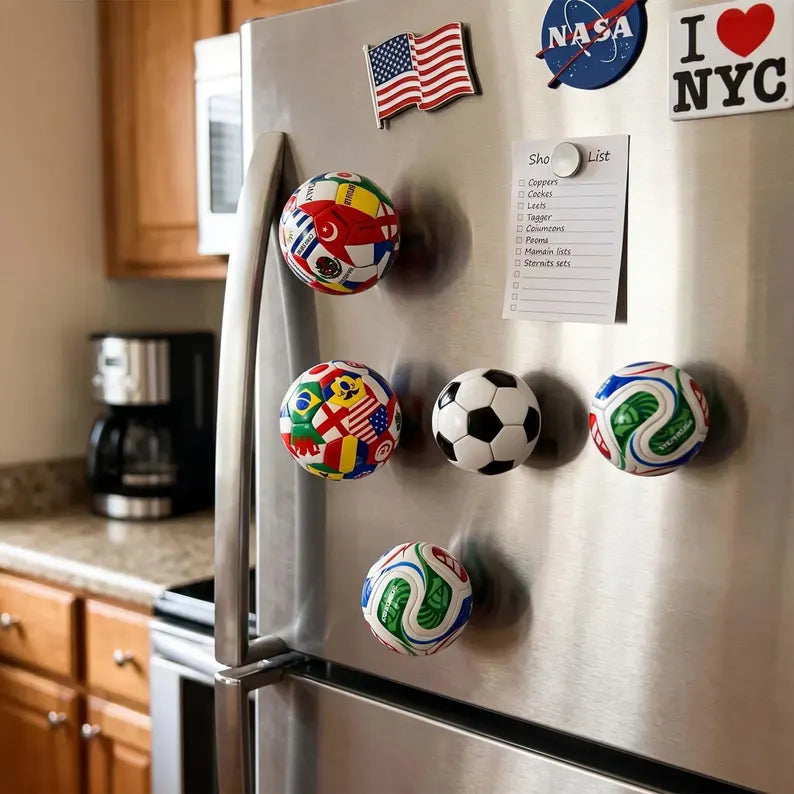 3D Half Soccer Ball Refrigerator Magnets, 3 Styles Black White Swirl World Flags Glossy Sports Magnets, Decorative Fridge Magnets for Kitchen Office Soccer Fan Gift