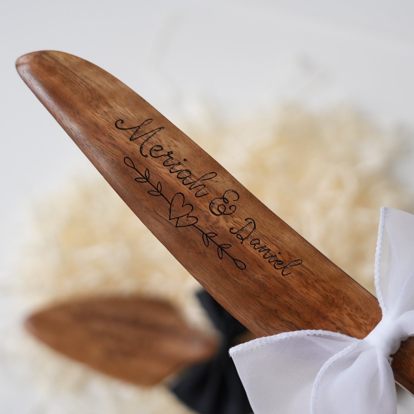 Personalized Wooden Cake Knife and Server Set, Anniversary Gift,Cake Cutting Set For Bride And Groom, Birthday Bundle Gift