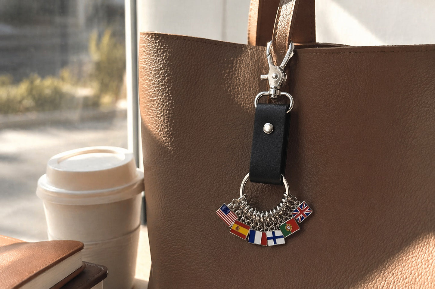 Personalized Leather Flag Keychain, Custom  Country Flag Bag Charm, Travel Souvenir Gift,  Traveler Keepsake Accessory