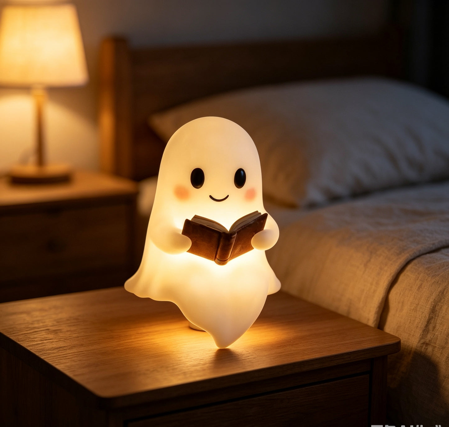 Ghost Reading Night Light, Cute Ghost Table Lamp,  Halloween Mini Desk Lamp, Whimsical Bedside Decor,  Spooky Ghost Accent Lamp