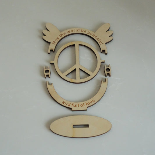 Wooden Peace Standing Sign,Handmade Wooden  Decor,Peaceful World,Full Of Love,Peace Symbol,  Peace & Love Carving Art