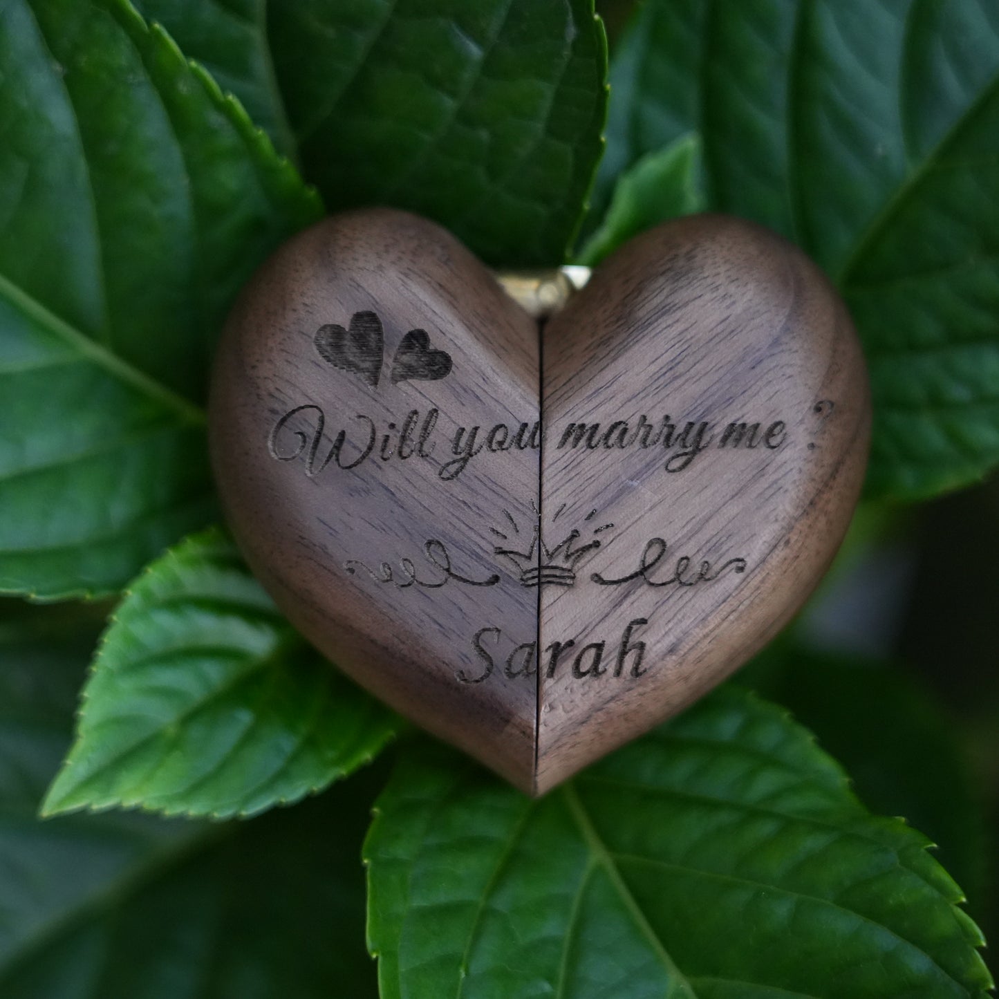 Custom Heart Shaped Wooden Ring Box,Anniversary Gift For Couple,Wedding Engagement Ring Box,Perfect Ring Bearer Gift