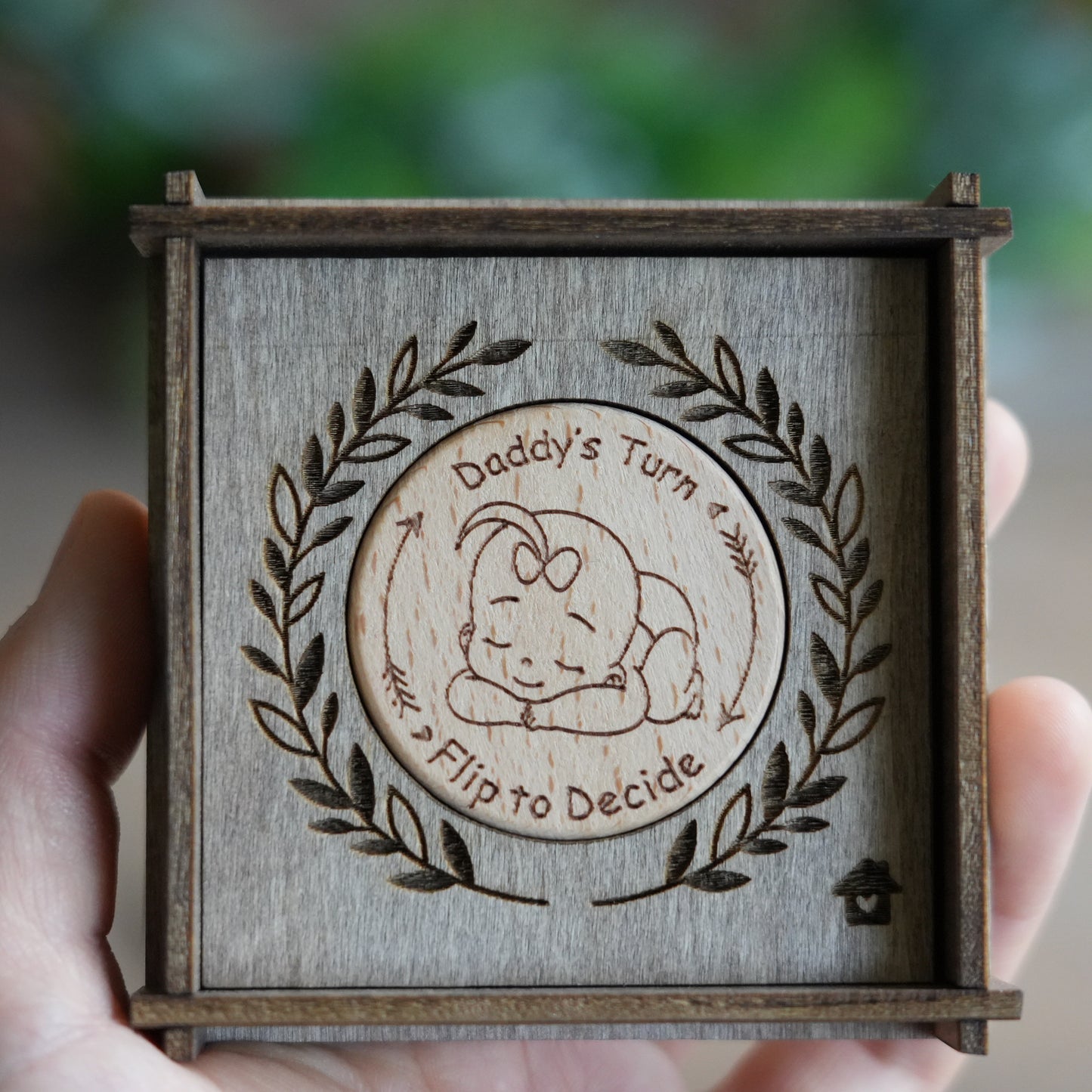 Personalized Baby Decision Coin With Wooden Box And Card,Wooden Coin,Engraved Parent Decision  Flip Coin,Baby Shower Gift