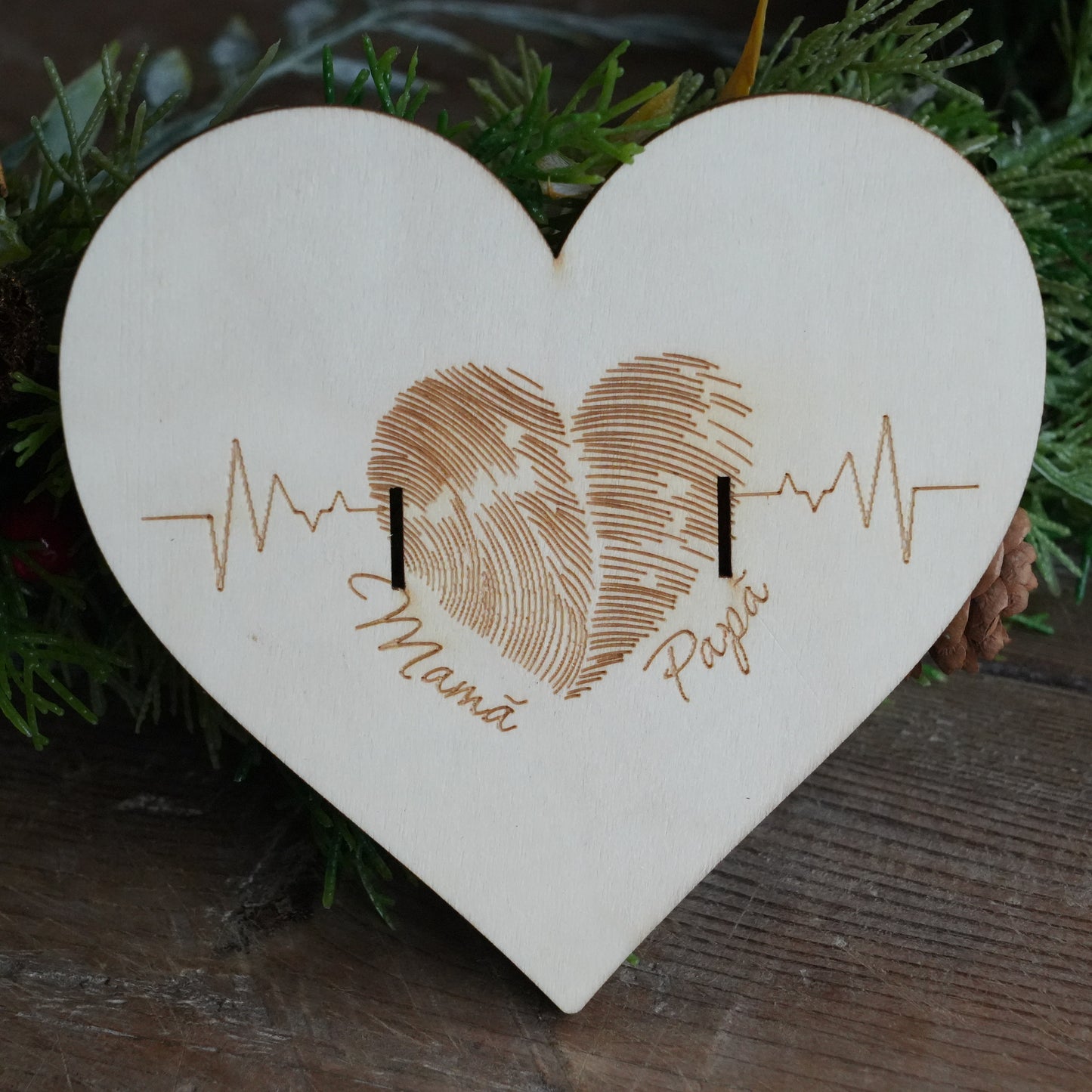 Personalized Baby Maternity Bracelet Holder, Wooden Heart Keepsake,Souvenir For Birth,Birth Gift Idea, Baby Information Support,Newborn Photo Souvenir