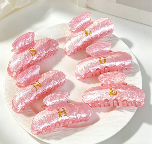 Personalized Monogram Acrylic Hair Claw Clip,  Custom Gold Initial Hair Clip, Bridesmaid Gift,  Custom Engraved Hair Claw