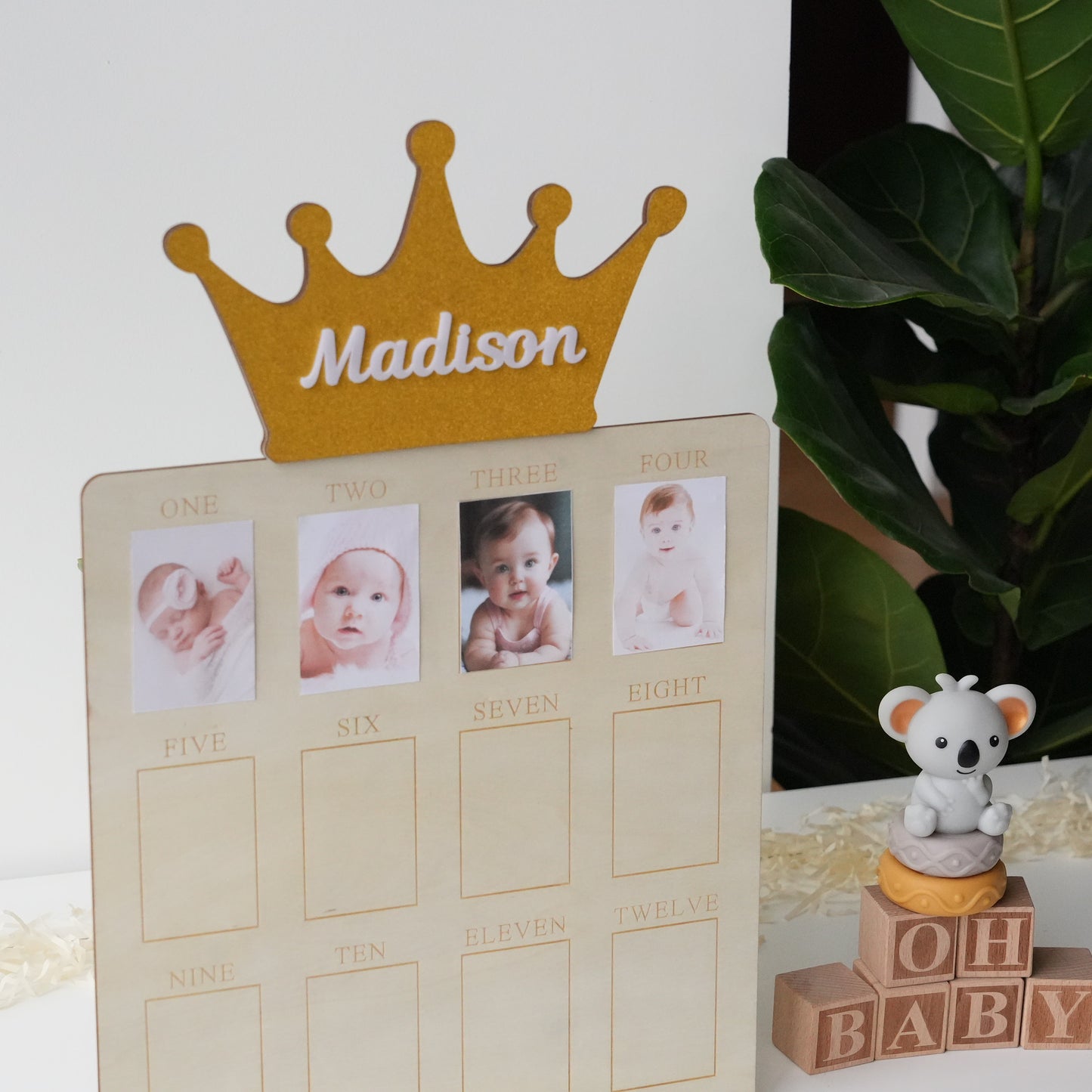 Personalized Baby First Year Photo Frame,12 MonthlyPicture Broad,New Baby Gift,Newborn To One Year Photo Frame,Birthday Decor