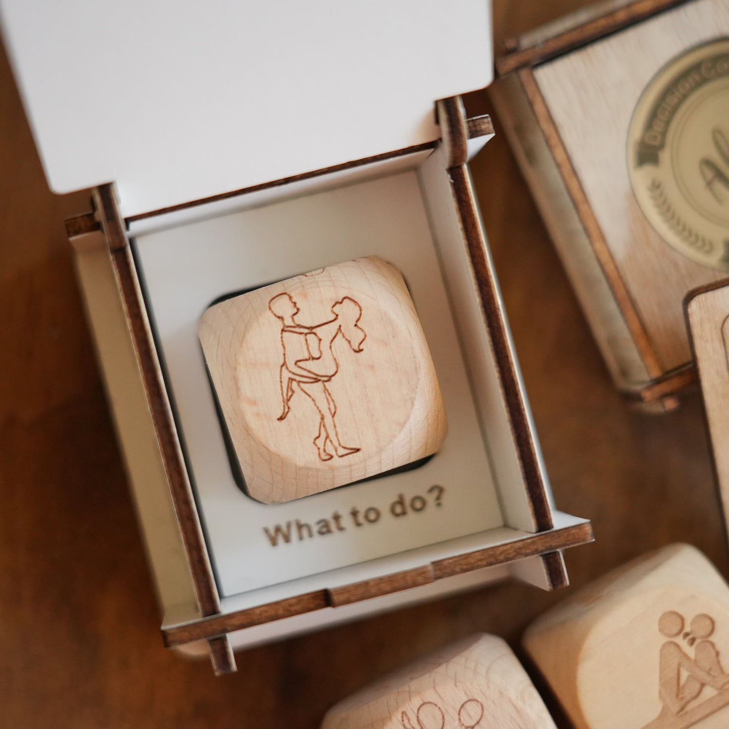 Personalized Decision Coin And Dice Set With Box,Wooden Dice And Metal Coin,Gift For Couple,Wedding Gift,Valentine Gift