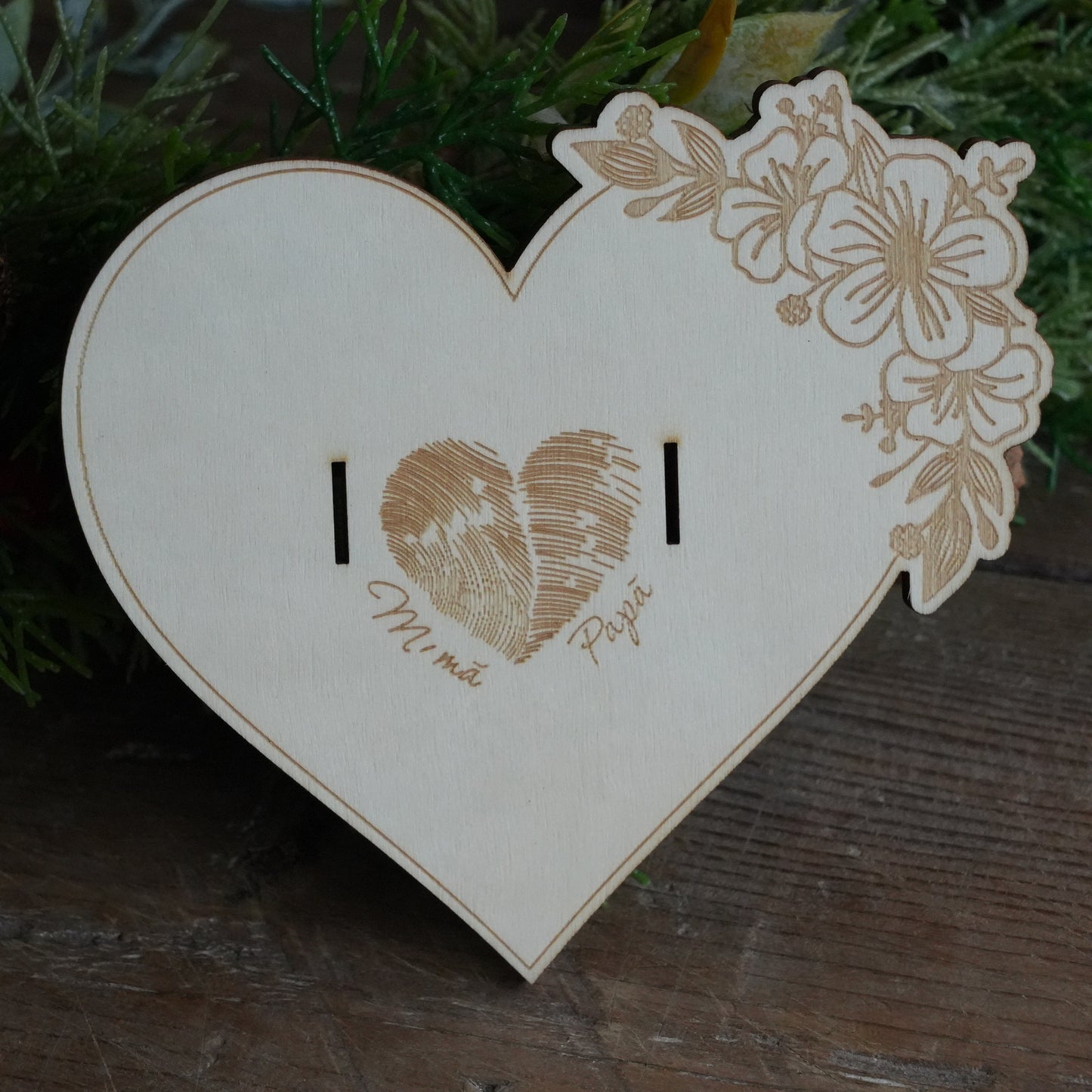 Personalized Baby Maternity Bracelet Holder, Wooden Heart Keepsake,Souvenir For Birth,Birth Gift Idea, Baby Information Support,Newborn Photo Souvenir