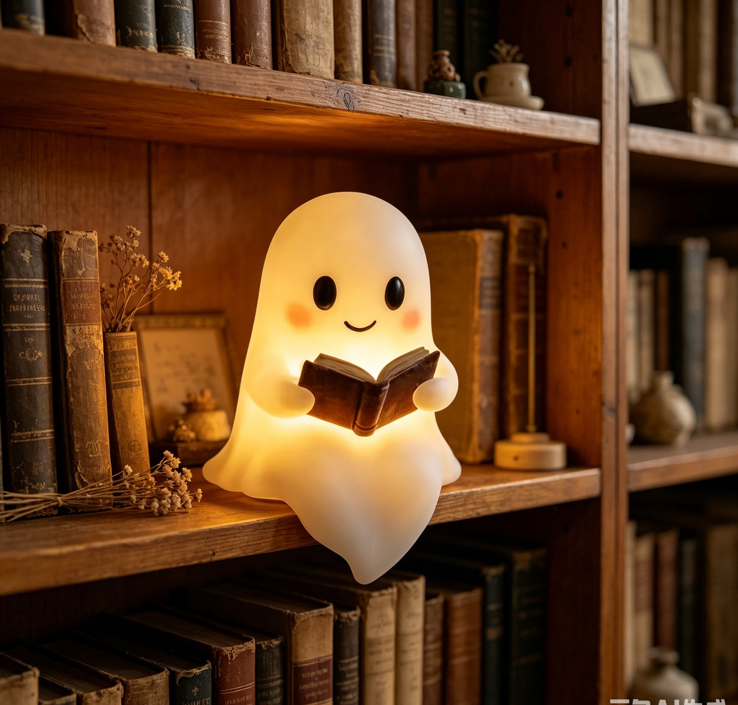 Ghost Reading Night Light, Cute Ghost Table Lamp,  Halloween Mini Desk Lamp, Whimsical Bedside Decor,  Spooky Ghost Accent Lamp