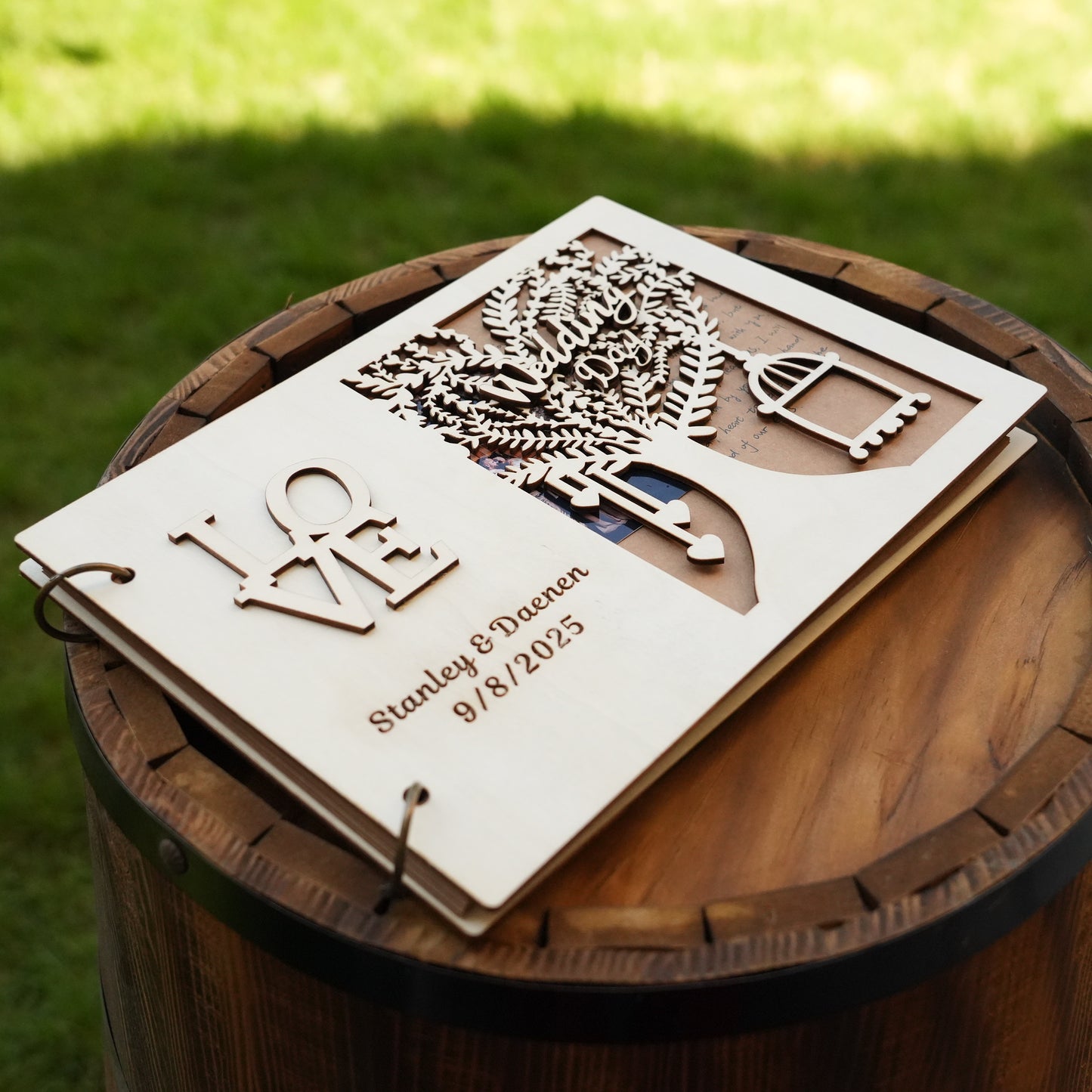 Personalized Wooden Wedding Guest Book,Elegant  Wooden Wedding Keepsake,Memory Album,Custom  Rustic Sign Book for Reception