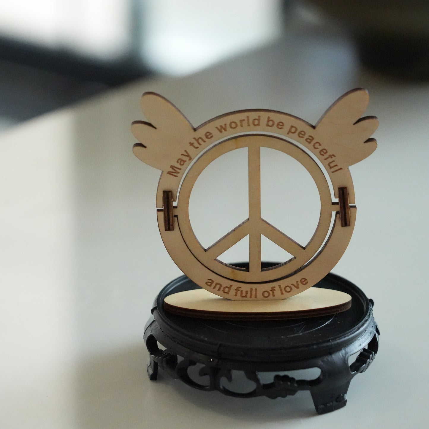 Wooden Peace Standing Sign,Handmade Wooden  Decor,Peaceful World,Full Of Love,Peace Symbol,  Peace & Love Carving Art
